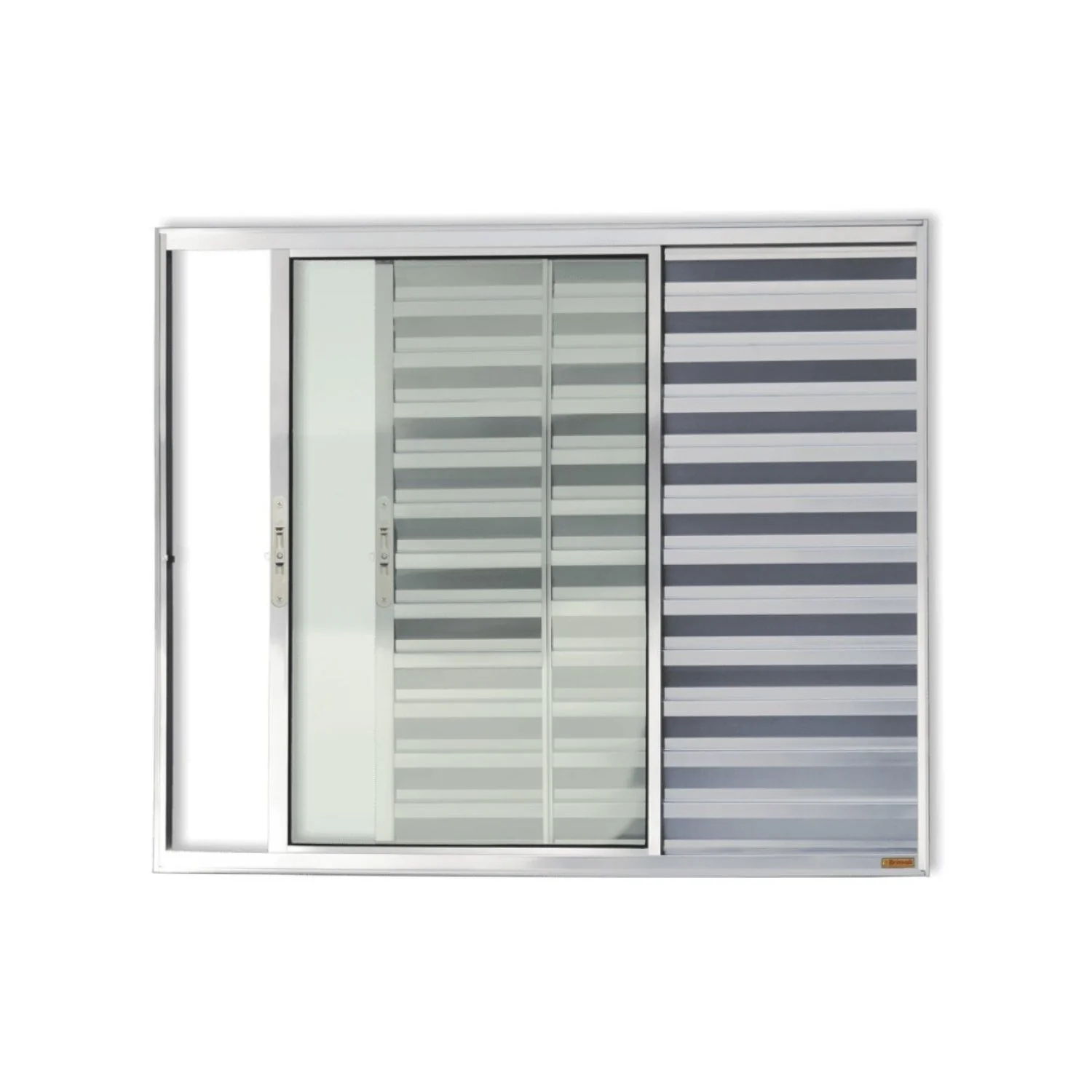 Janela De Aluminio Veneziana De Correr 100x120cm 3 Folhas Com Vidro Liso Confort Brimak  Brilhante