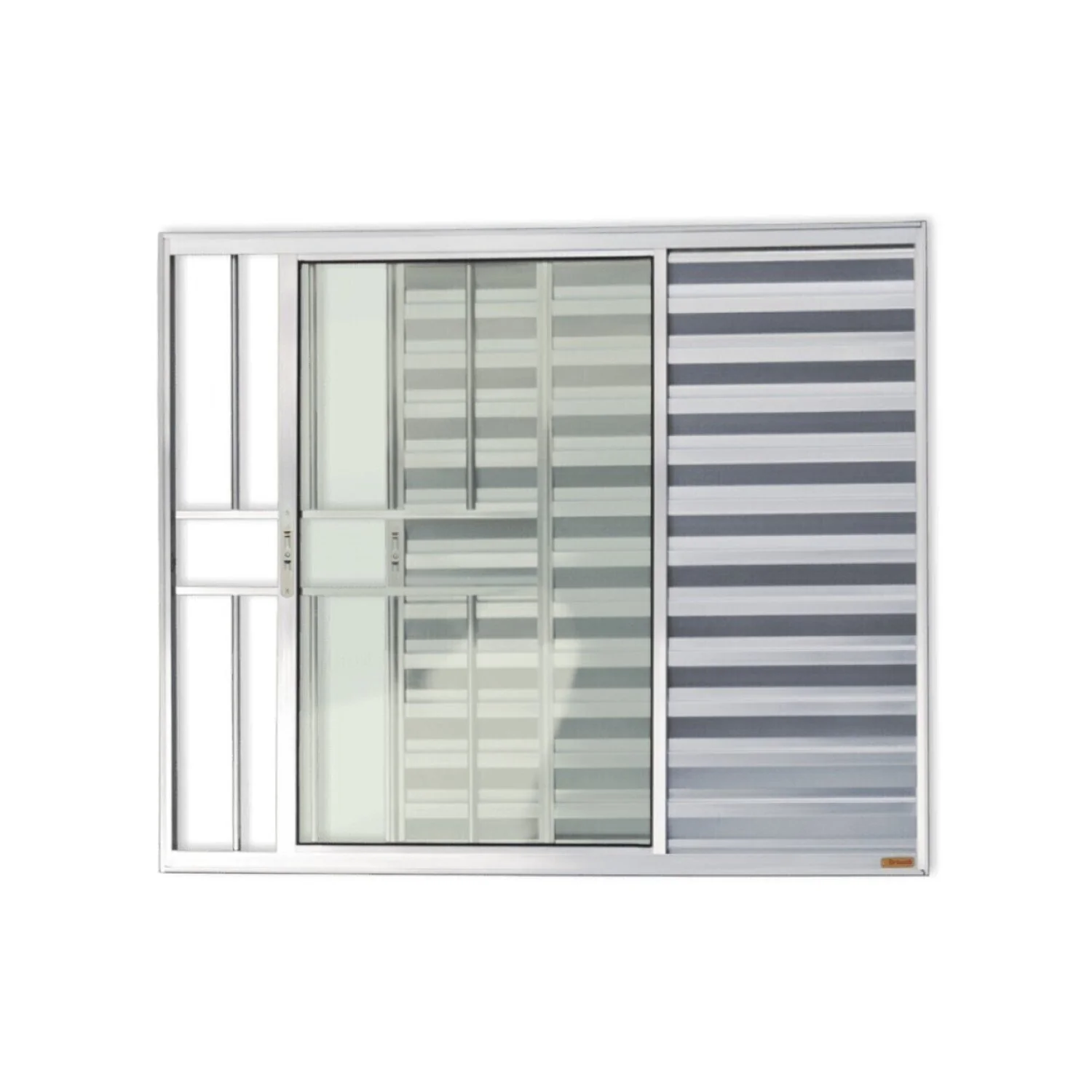 Janela De Aluminio Veneziana De Correr 100x80cm 3 Folhas Com Grade E Vidro Liso Confort Brimak Brilhante