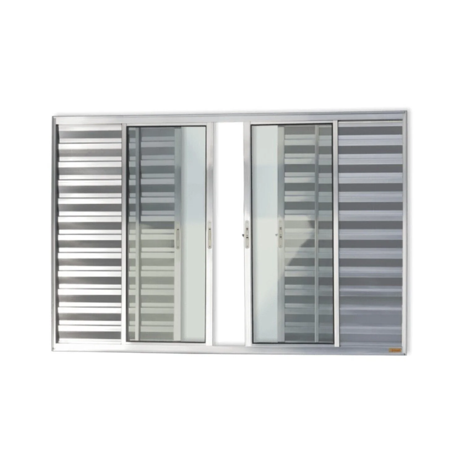 Janela De Aluminio Veneziana De Correr 100x150cm 6 Folhas Com Vidro Liso Brimak  Brilhante