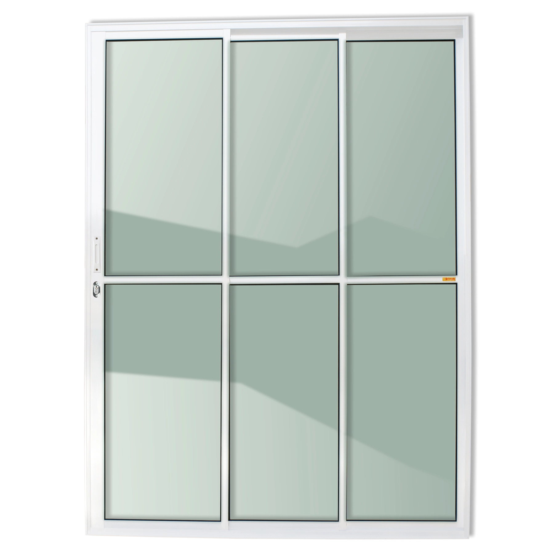 Porta de Correr 3 Folhas Alumínio Branco 2,10x1,80m Lado Esquerdo Linha Super 25 Brimak