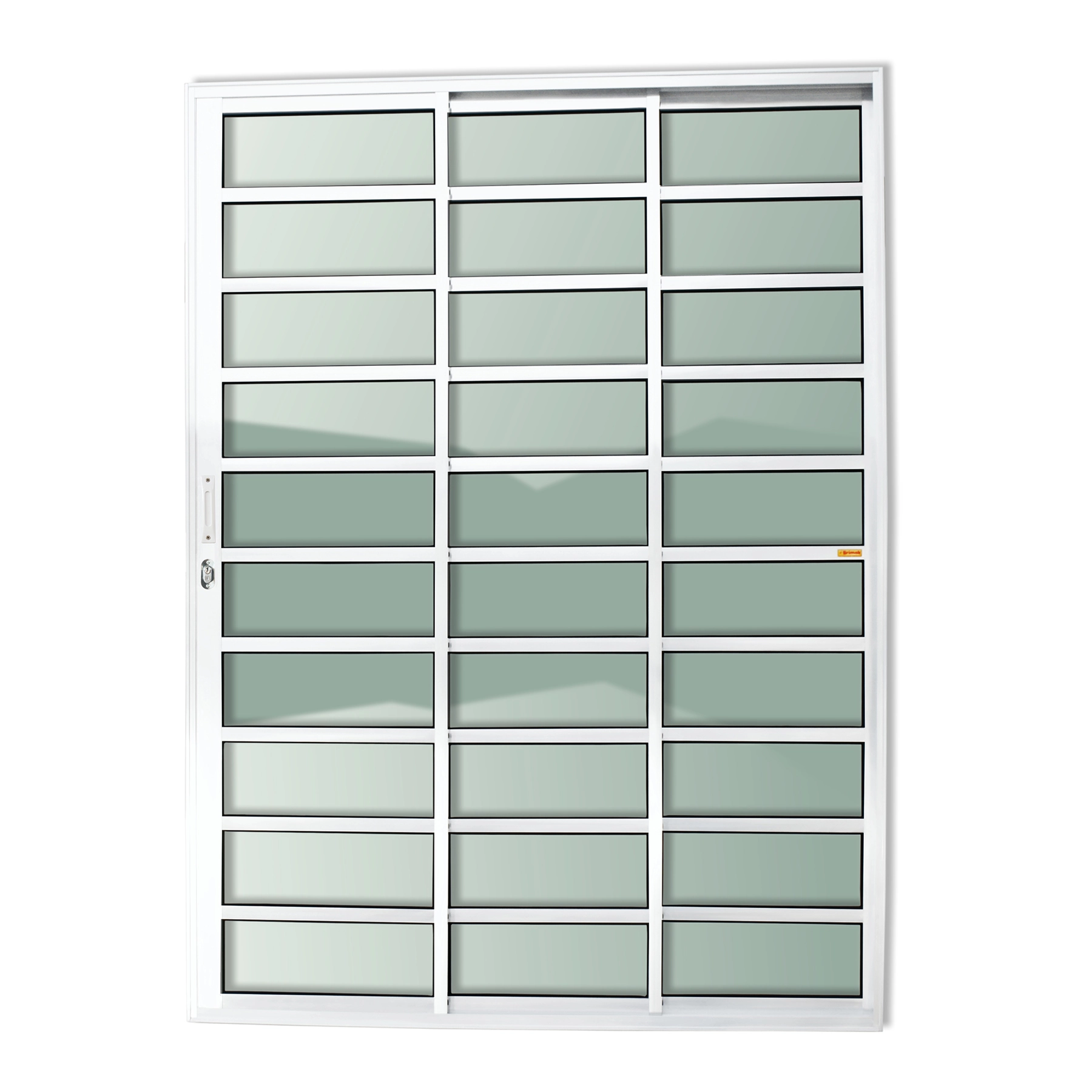 Porta de Correr 3 Folhas Alumínio Branco 2,10x1,80m Lado Esquerdo Linha Super 25 Brimak