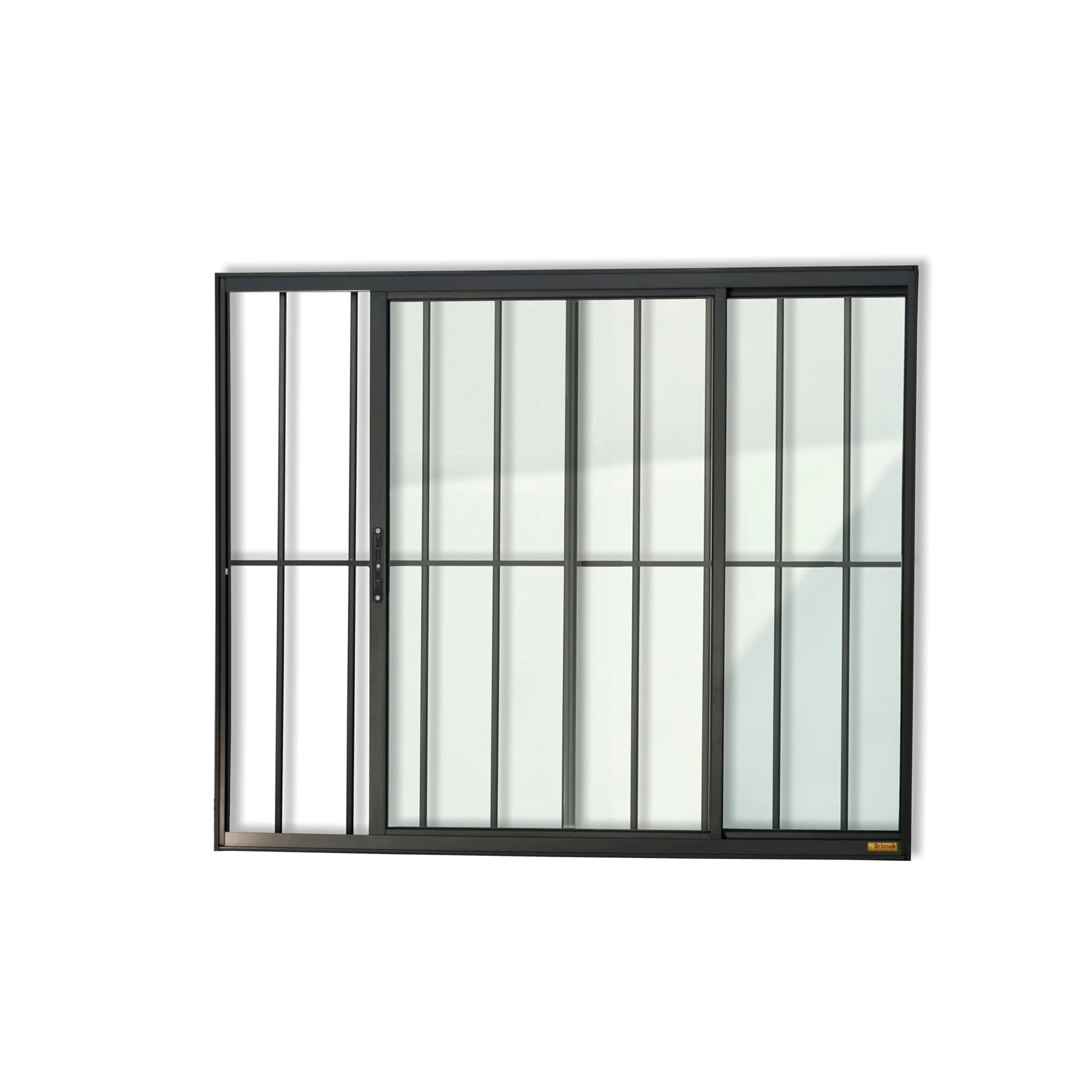Janela de Alumínio de Correr 2 Folhas 100x100cm com Grade Confort Brimak Preta