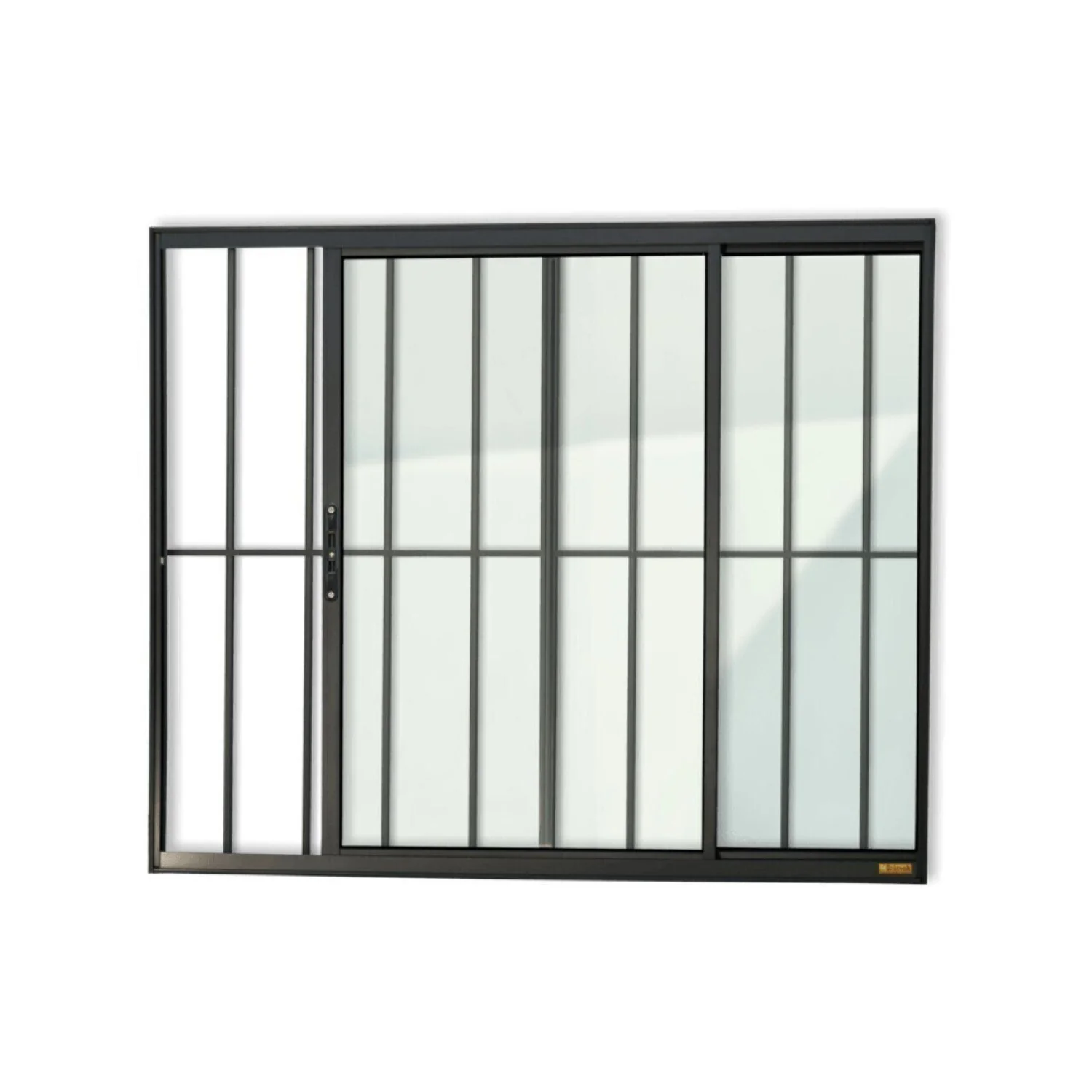 Janela Confort 2 Folhas Com Grade Vidro Liso 120cm X 120cm Brimak Preto