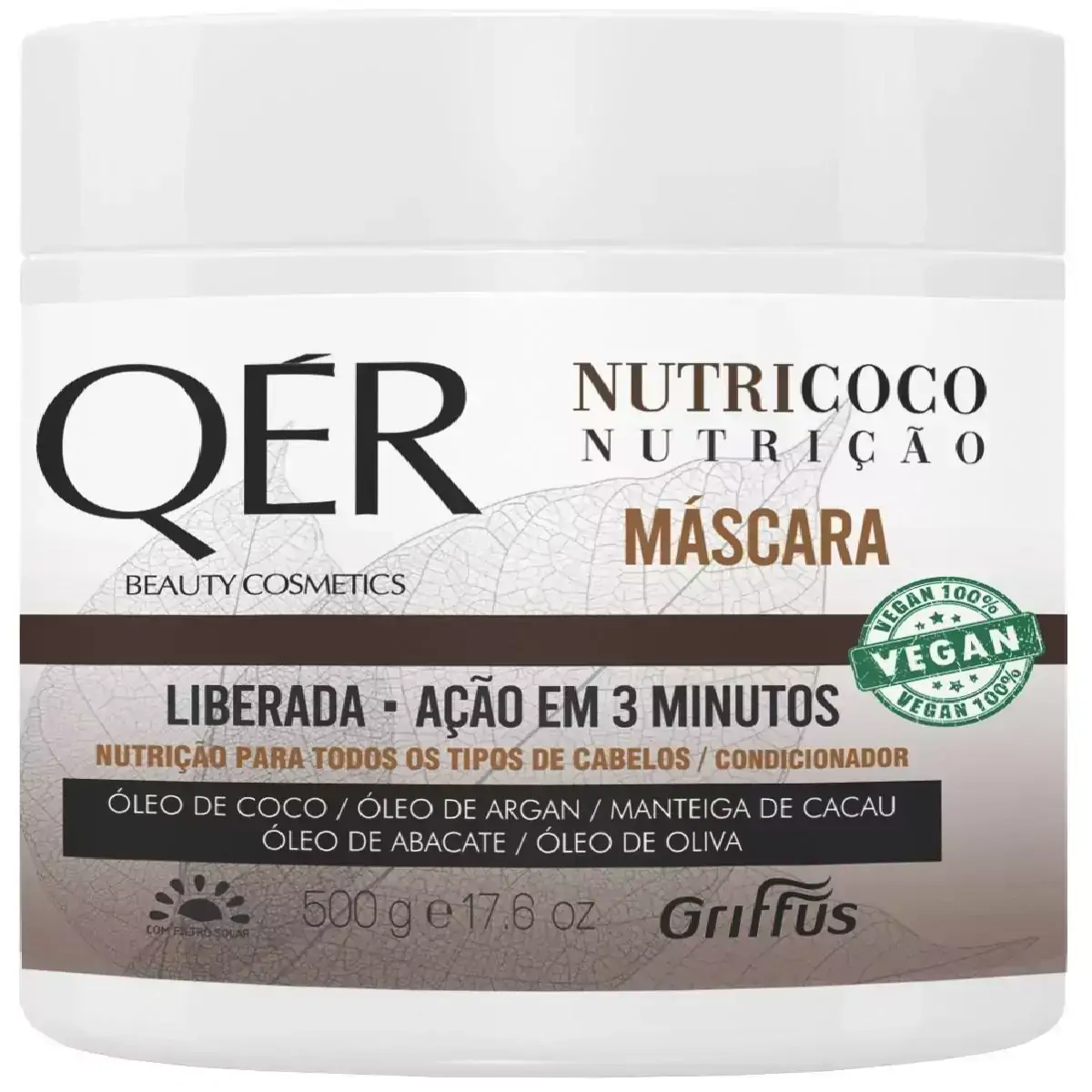 Máscara Nutrição Vegano Nutricoco QÉR Griffus 500g