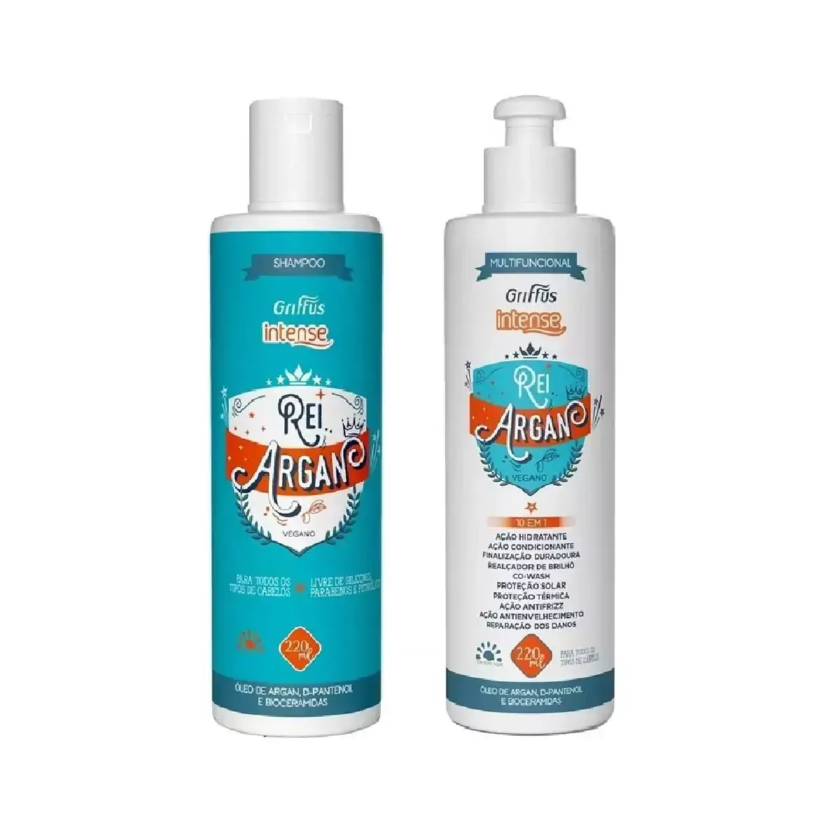 Kit Shampoo + Creme Multifuncional Vegano Rei Argan Intense Griffus