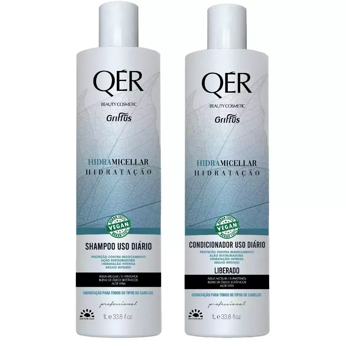 Kit Shampoo + Condicionador Hidratação Vegano Hidramicellar QÉR Griffus
