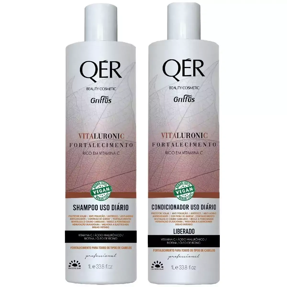 Kit Shampoo + Condicionador Fortalecimento Vegano Vitaluronic QÉR Griffus