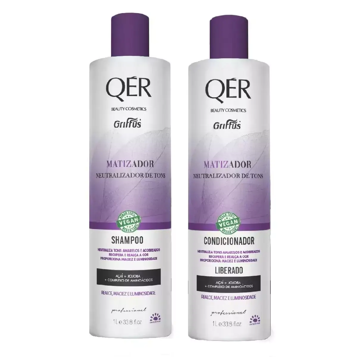Kit Shampoo + Condicionador Neutralizador de Tons Vegano Matizador QÉR Griffus