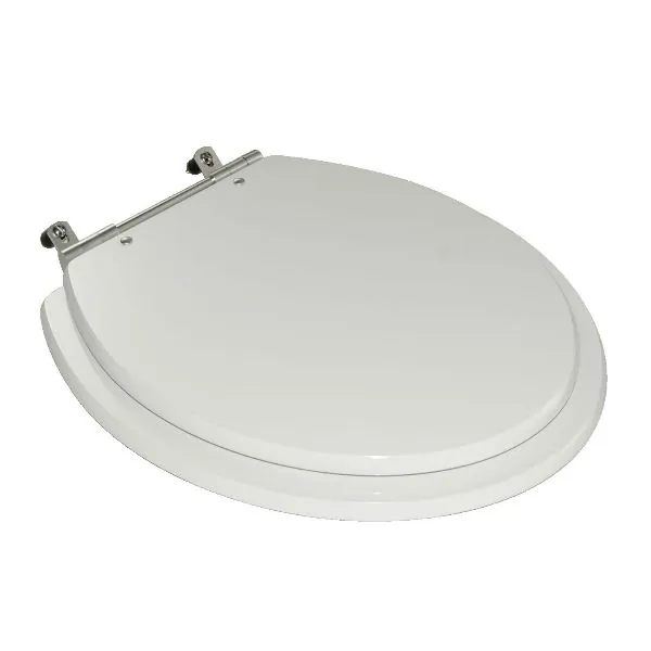 Assento Sanitário Convencional com Fechamento Comum Oval MDF Branco Policlass