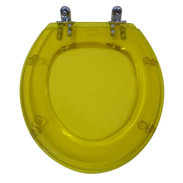 Assento Sanitário Convencional com Fechamento Comum Oval Resina Amarelo Translucido Policlass