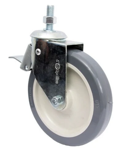 Rodízio 6 (150mm) Giratório Rosca 1/2 Com Freio, Roda 612 Bp Pvc - Rodiline