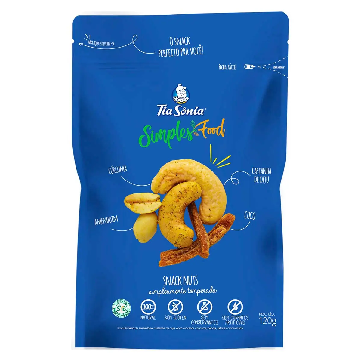 Snack Nuts Simplesmente temperado Tia Sônia 120 g