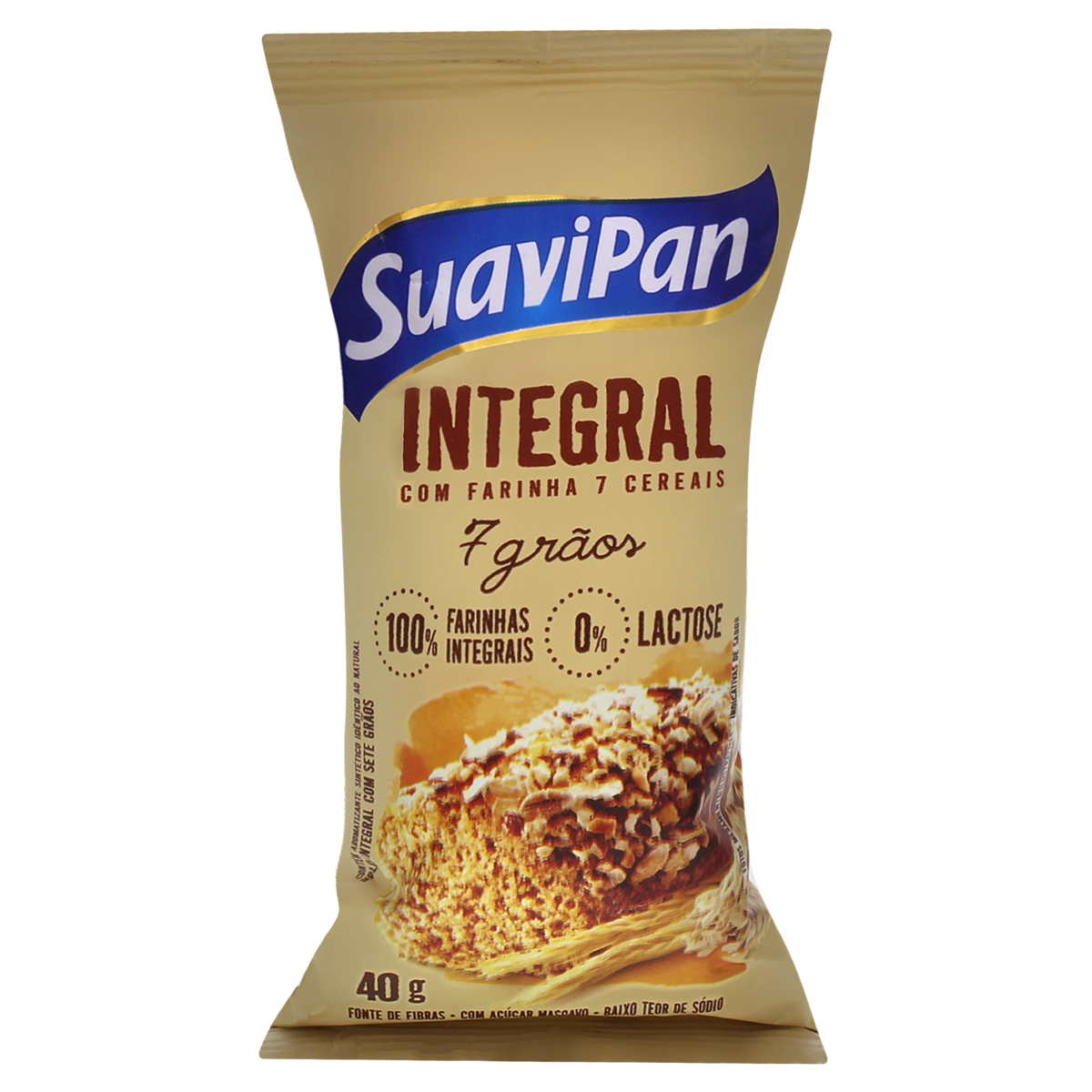 Bolo Integral 7 Grãos Zero Lactose Suavipan Pacote 40g