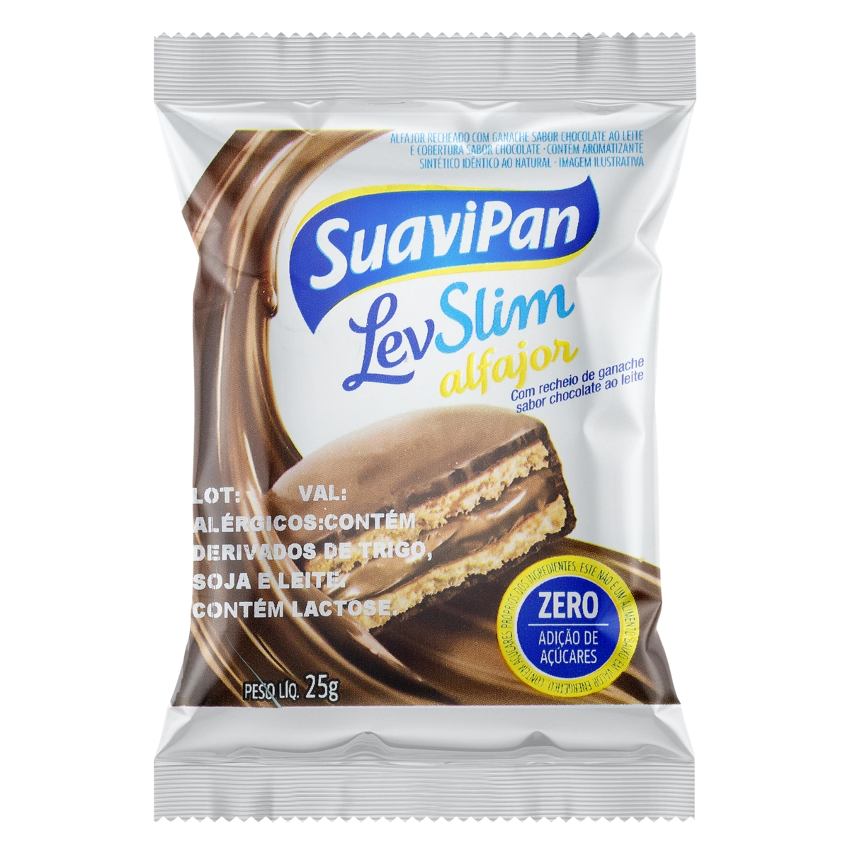 Alfajor Com Recheio De Ganache De Chocolate Branco Suavipan Levslim Pacote 25g