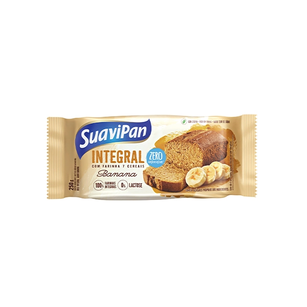 Bolo Integral Banana Zero Lactose Suavipan Pacote 250g
