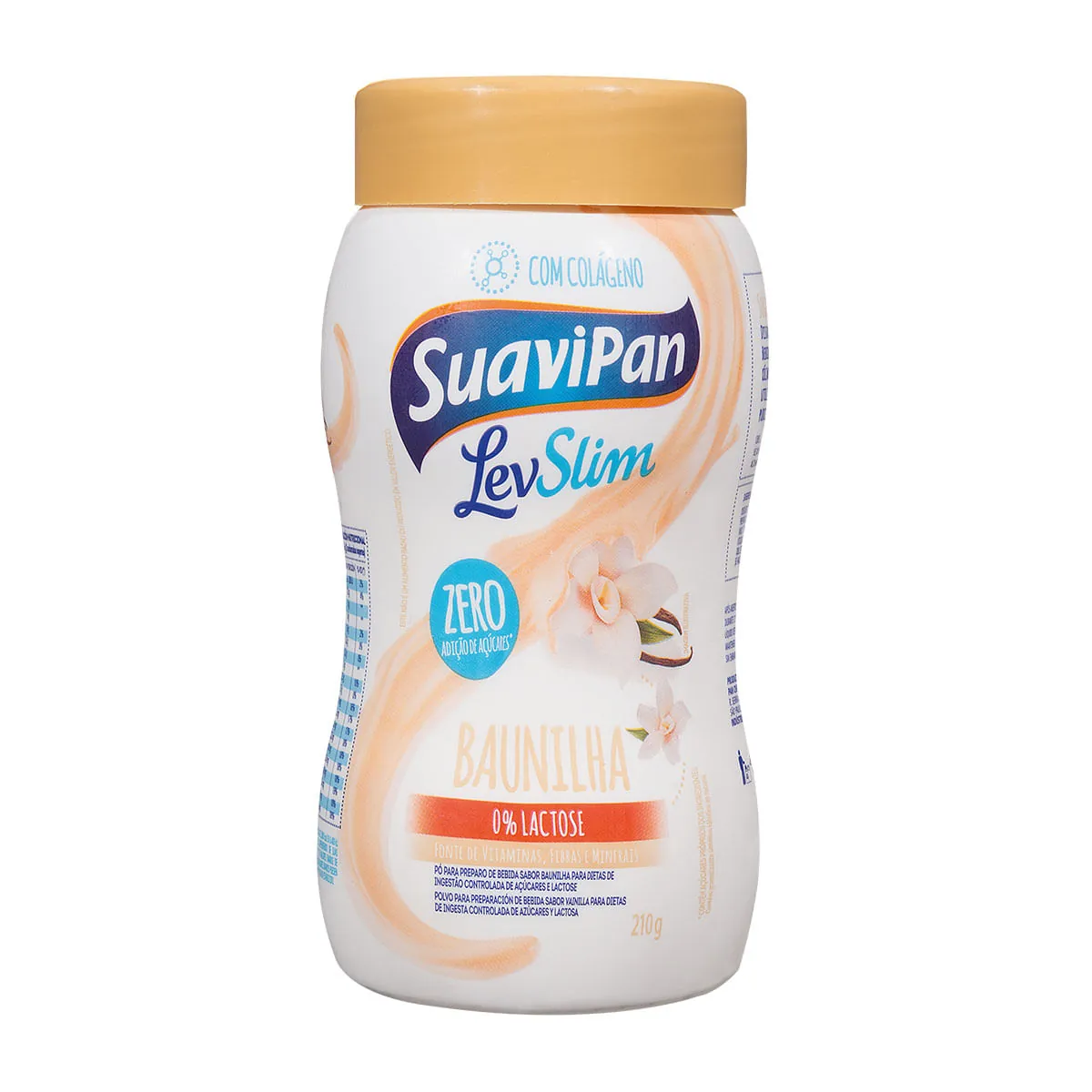 Mistura Pronta em Pó Solúvel Baunilha sem Lactose Suavipan LevSlim 210g