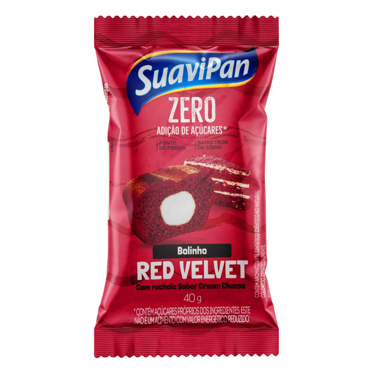 Bolinho Red Velvet Recheio Cream Cheese Suavipan Pacote 40g