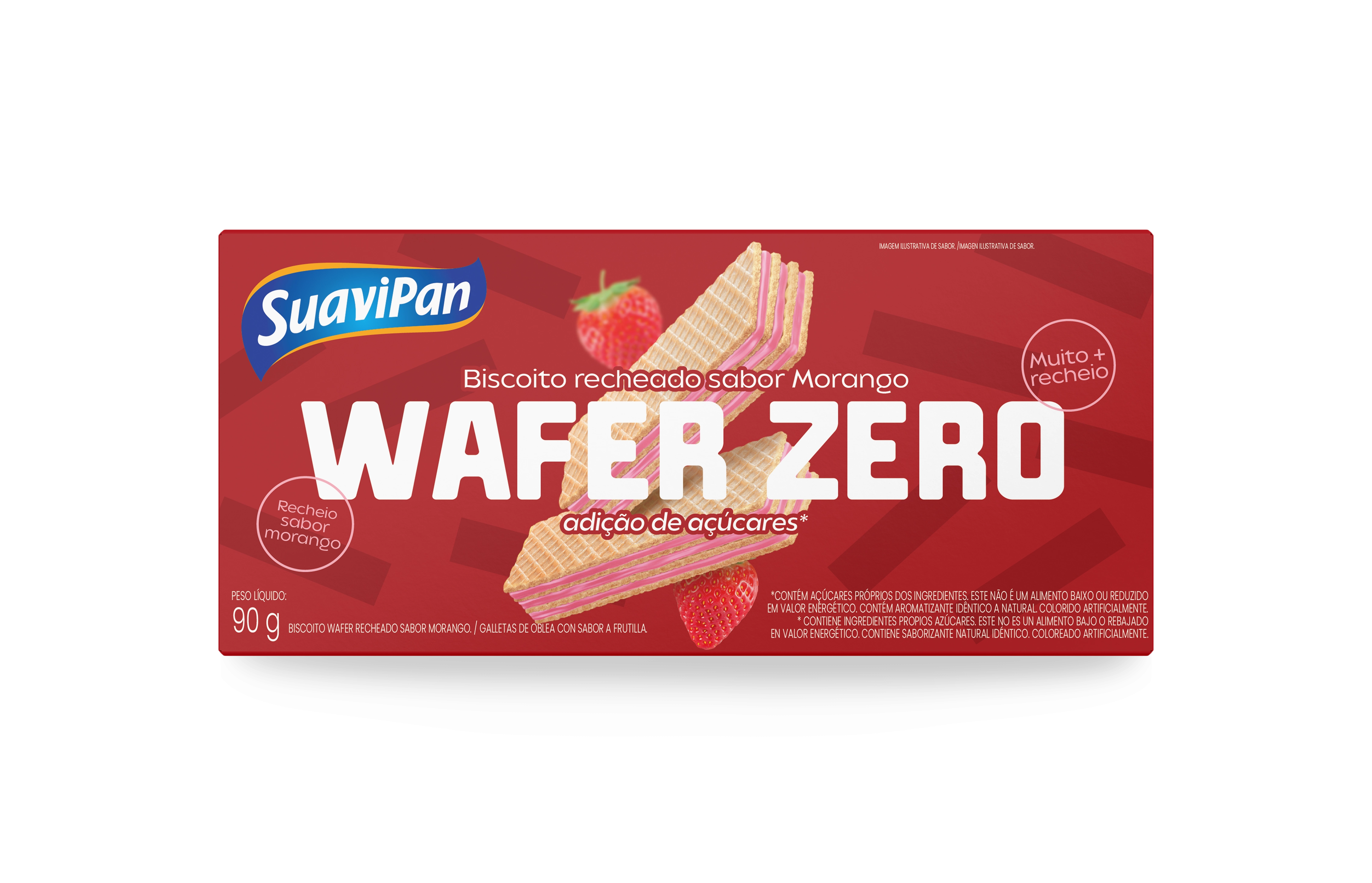 Bisc Wafer Zero Acucar Suavipan Morango 90g