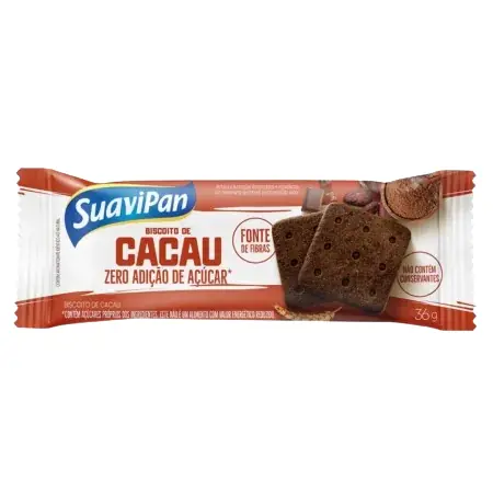 Biscoito Sabor Cacau Zero Adição De Açucar 103389 Suavipan