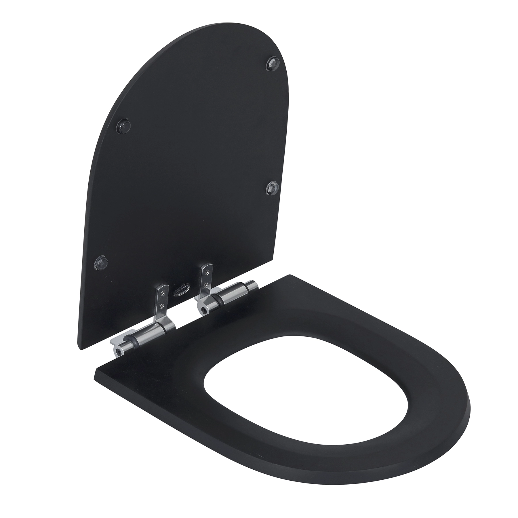Assento Sanitário Formatos Carrara com Soft Close Quadrado Poliéster Preto Fosco Policlass