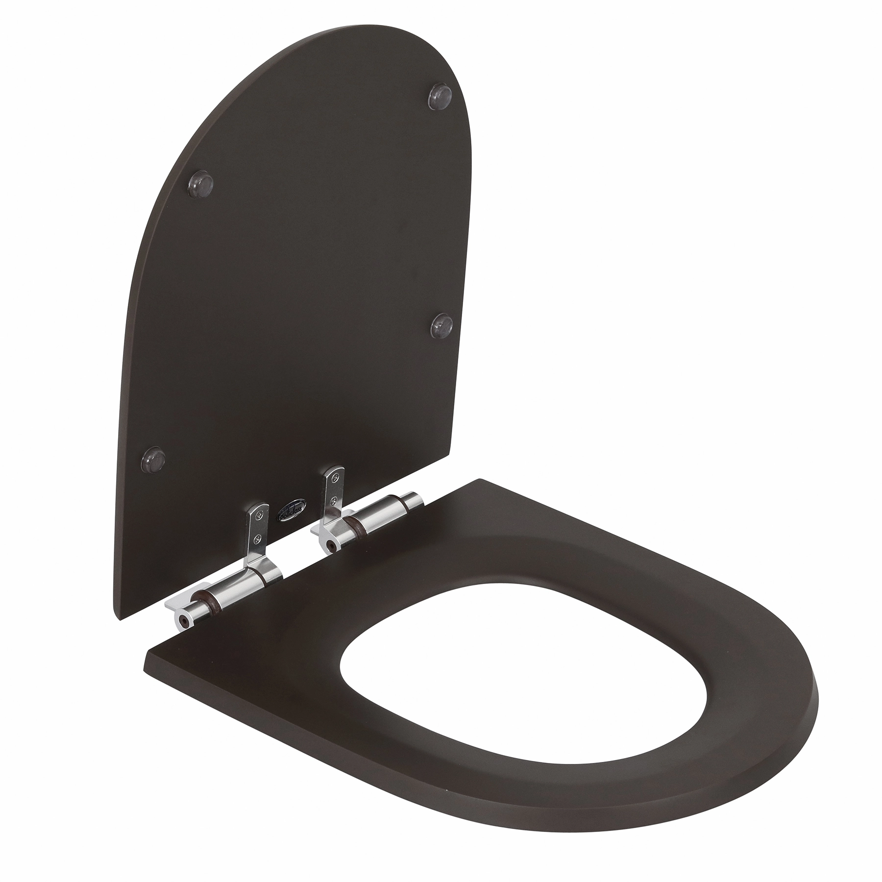 Assento Sanitário Formatos Carrara com Soft Close Quadrado Poliéster Marrom Fosco Policlass
