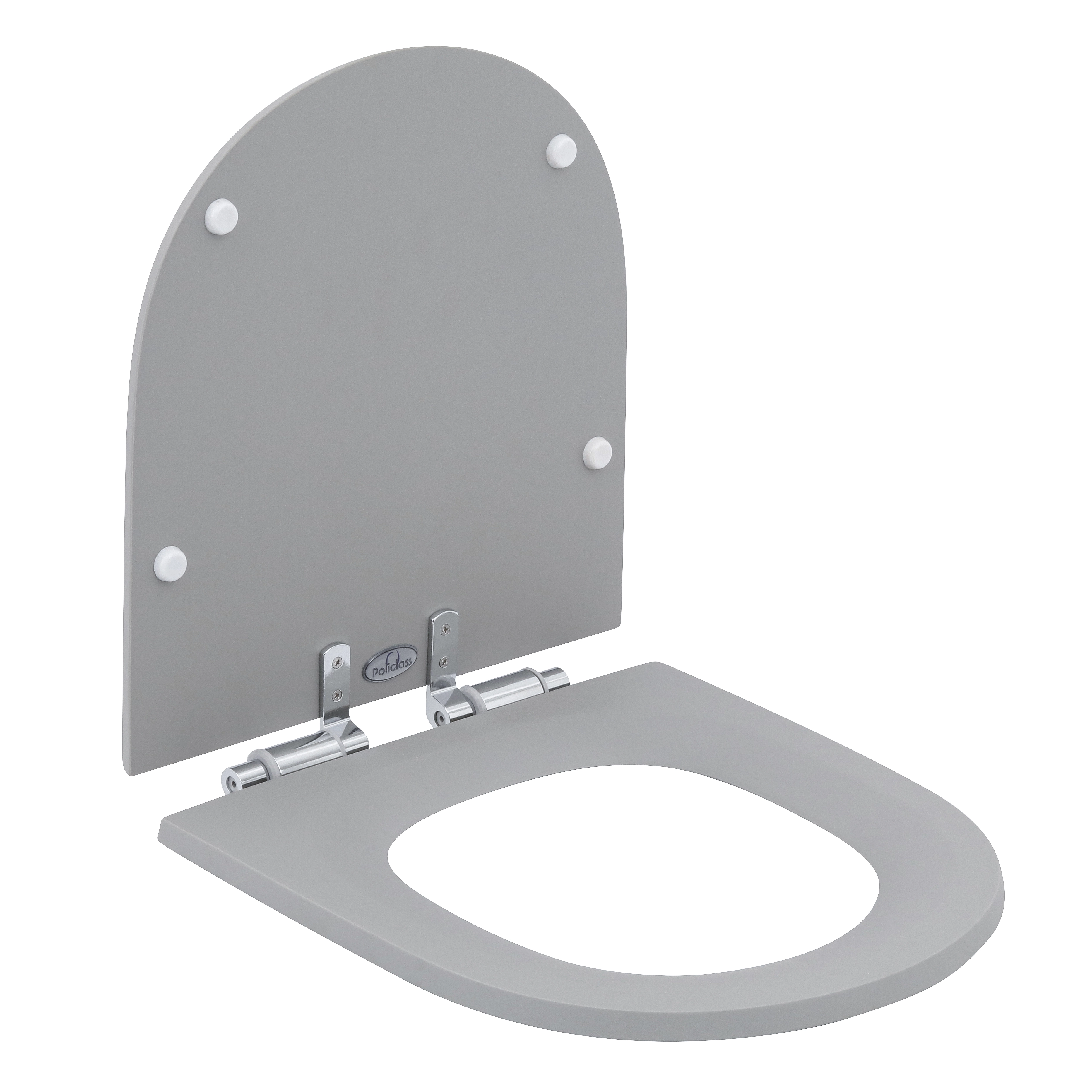 Assento Sanitário Formatos Smart com Soft Close Quadrado Poliéster Cinza Fosco Policlass