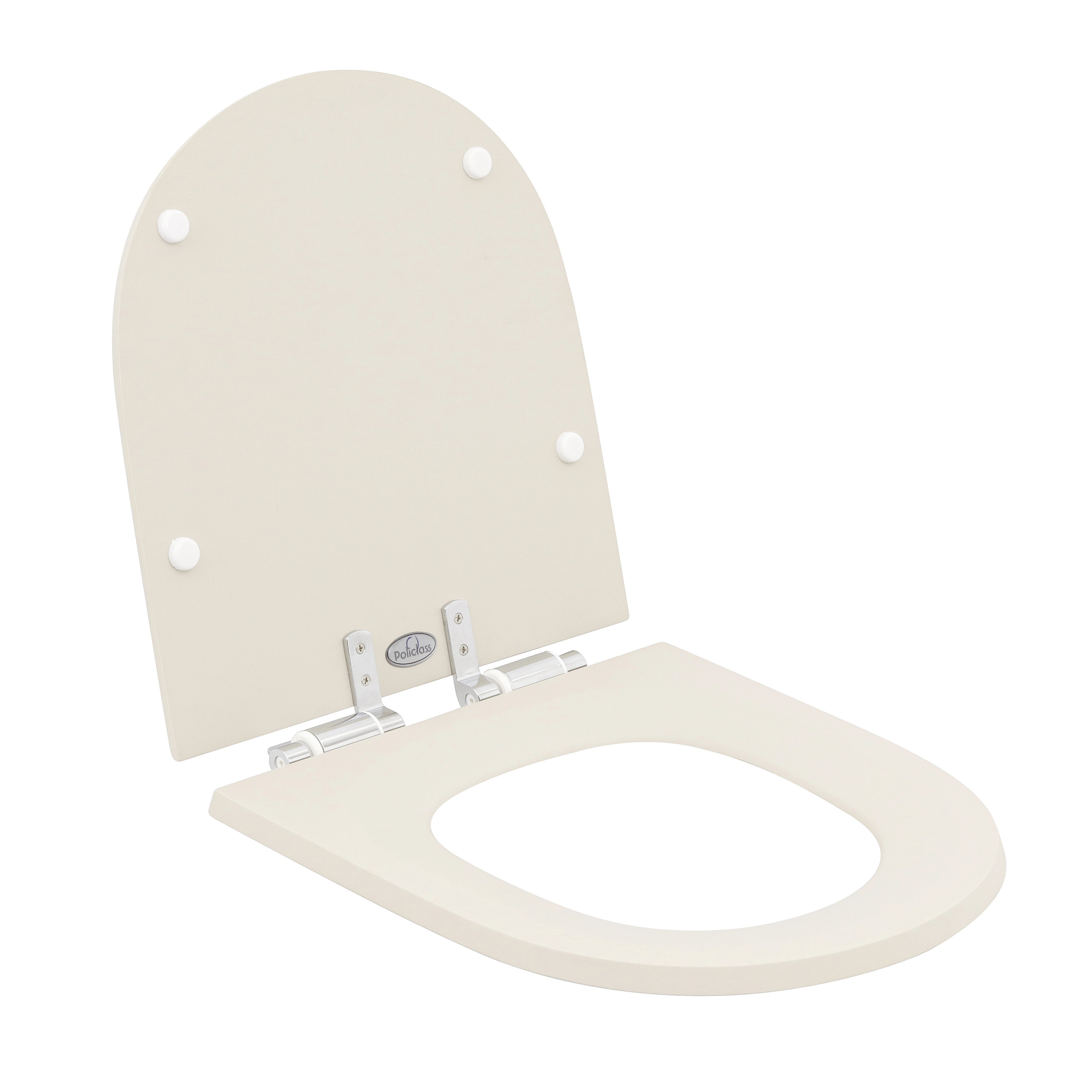 Assento Sanitário Formatos Smart com Soft Close Quadrado Poliéster Bege Fosco Policlass
