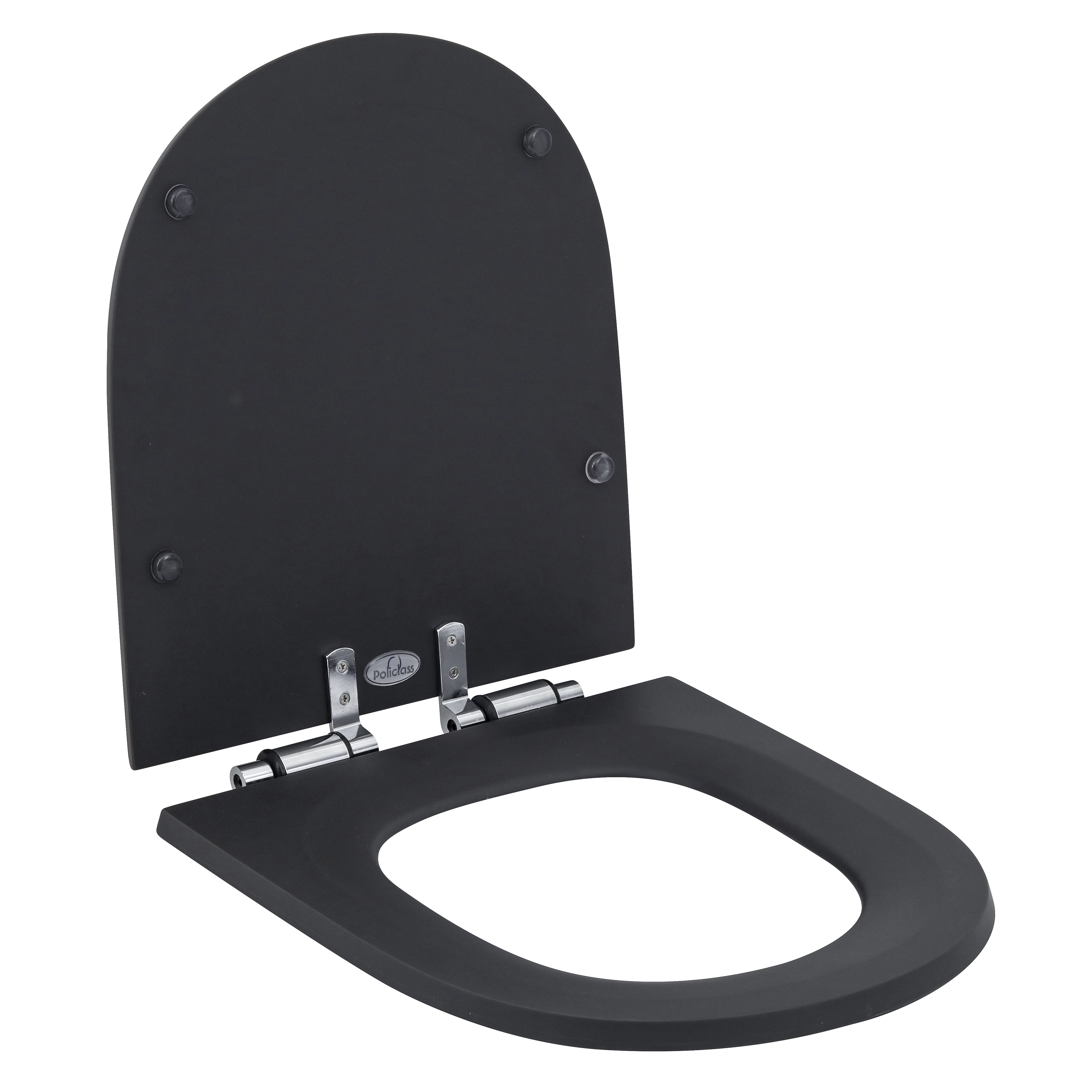 Assento Sanitário Formatos Neo com Soft Close Quadrado Poliéster Preto Fosco Policlass