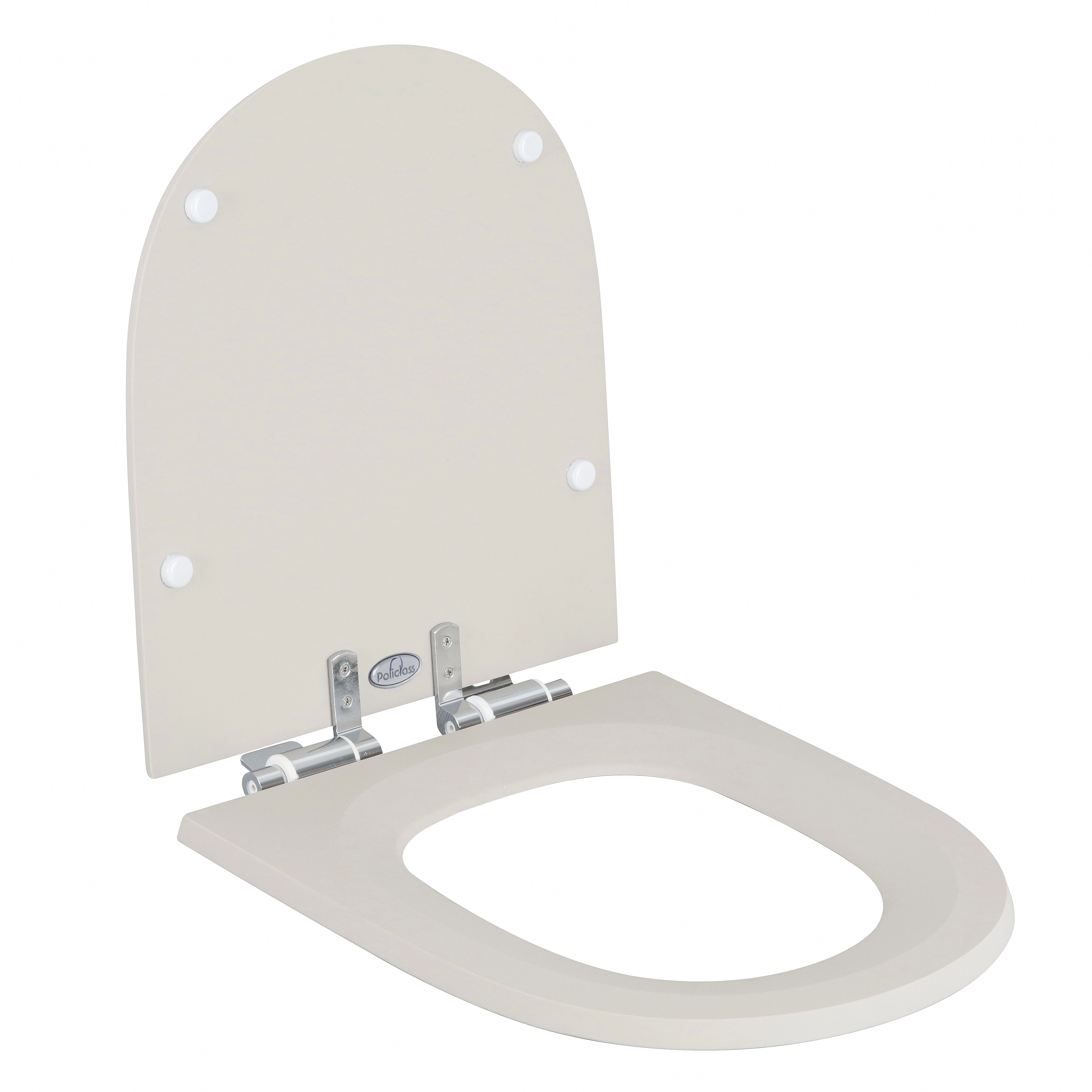 Assento Sanitário Formatos Neo com Soft Close Quadrado Poliéster Bege Fosco Policlass