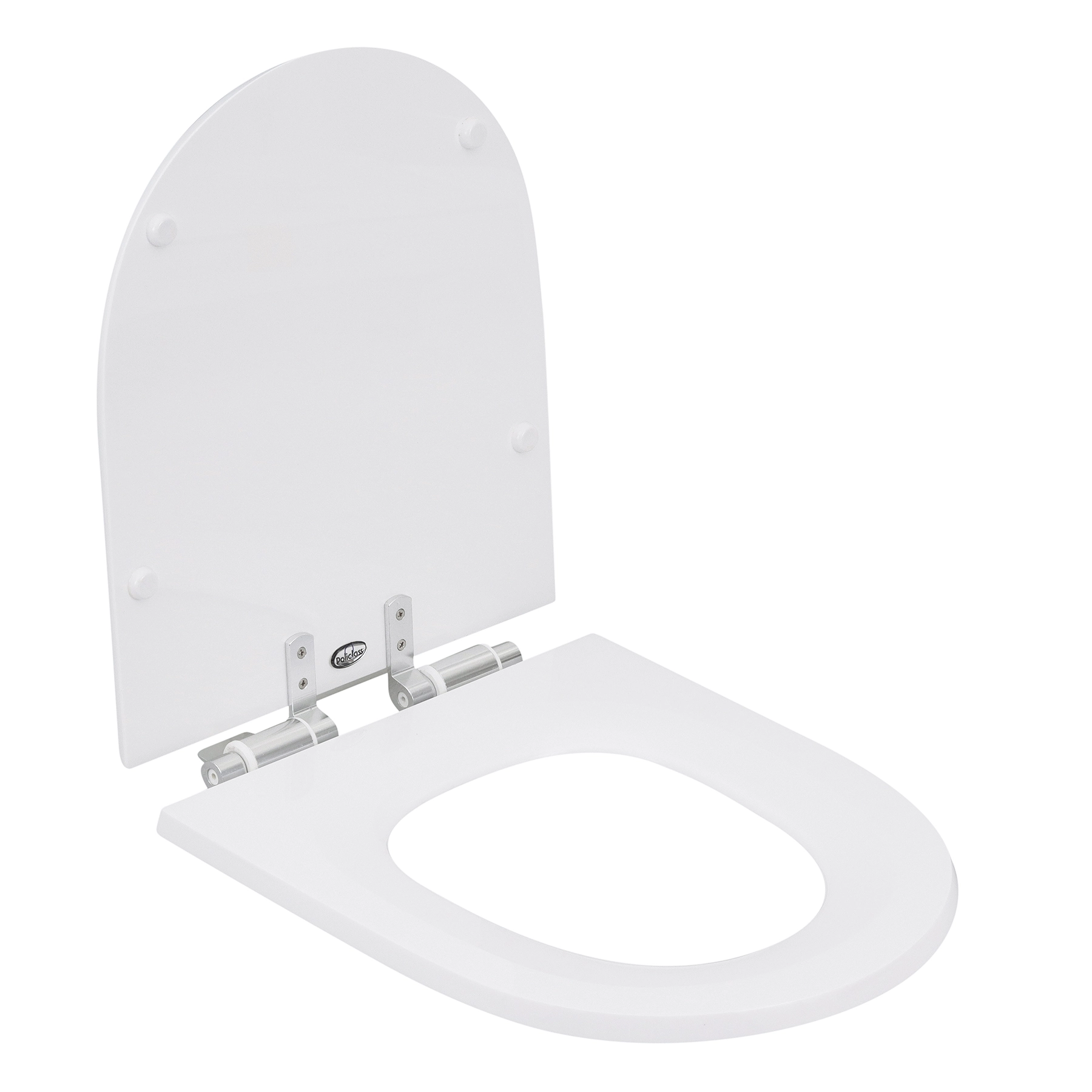 Assento Sanitário Formatos Carrara com Soft Close Quadrado Poliéster Branco Policlass
