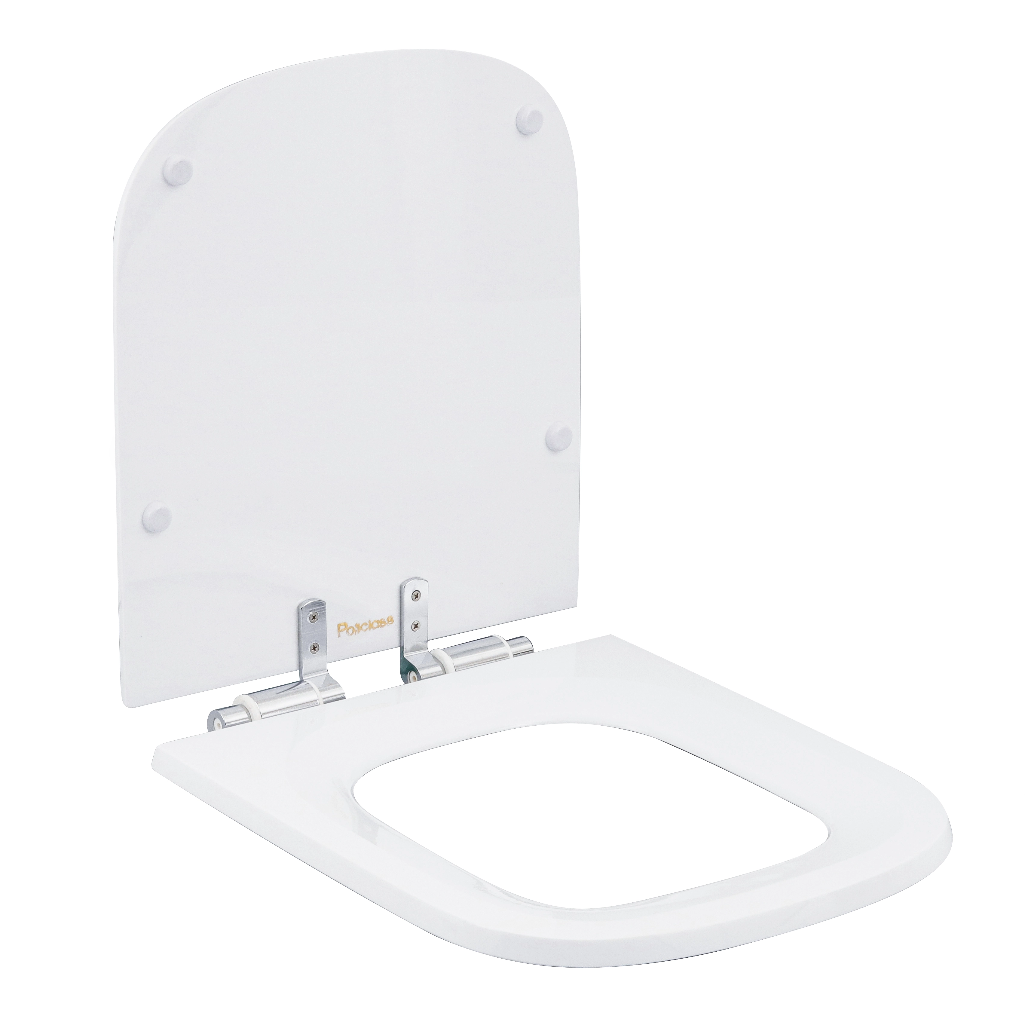 Assento Sanitário Formatos Quadra com Soft Close Quadrado Poliéster Branco Policlass