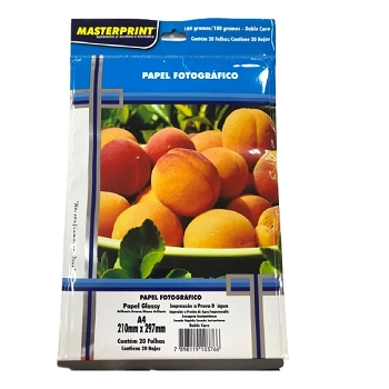 Papel Fotografico Inkjet A4 Glossy Adesivo 130g Pct.c/50   Masterprint