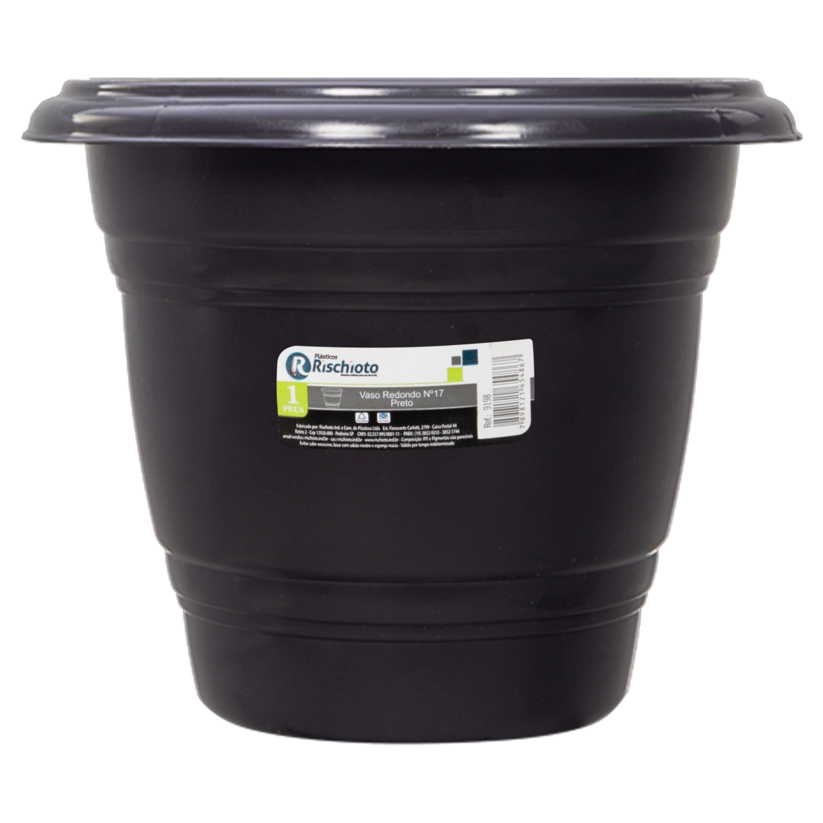 Vaso Preto Redondo Plásticos Rischioto N 17