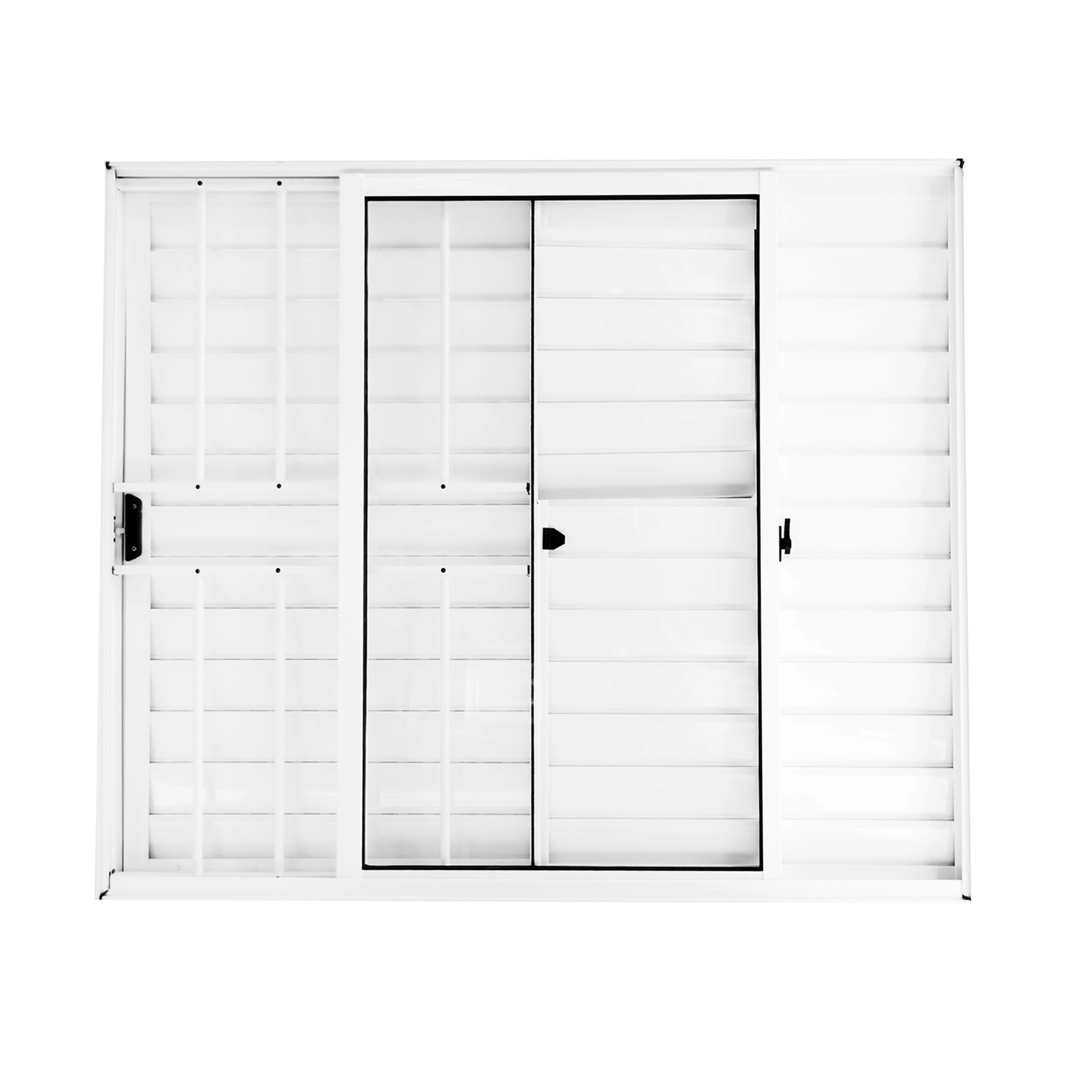 Janela de Alumínio Veneziana 3 Folhas 100x100cm com Grade Fortline Atlântica Branca