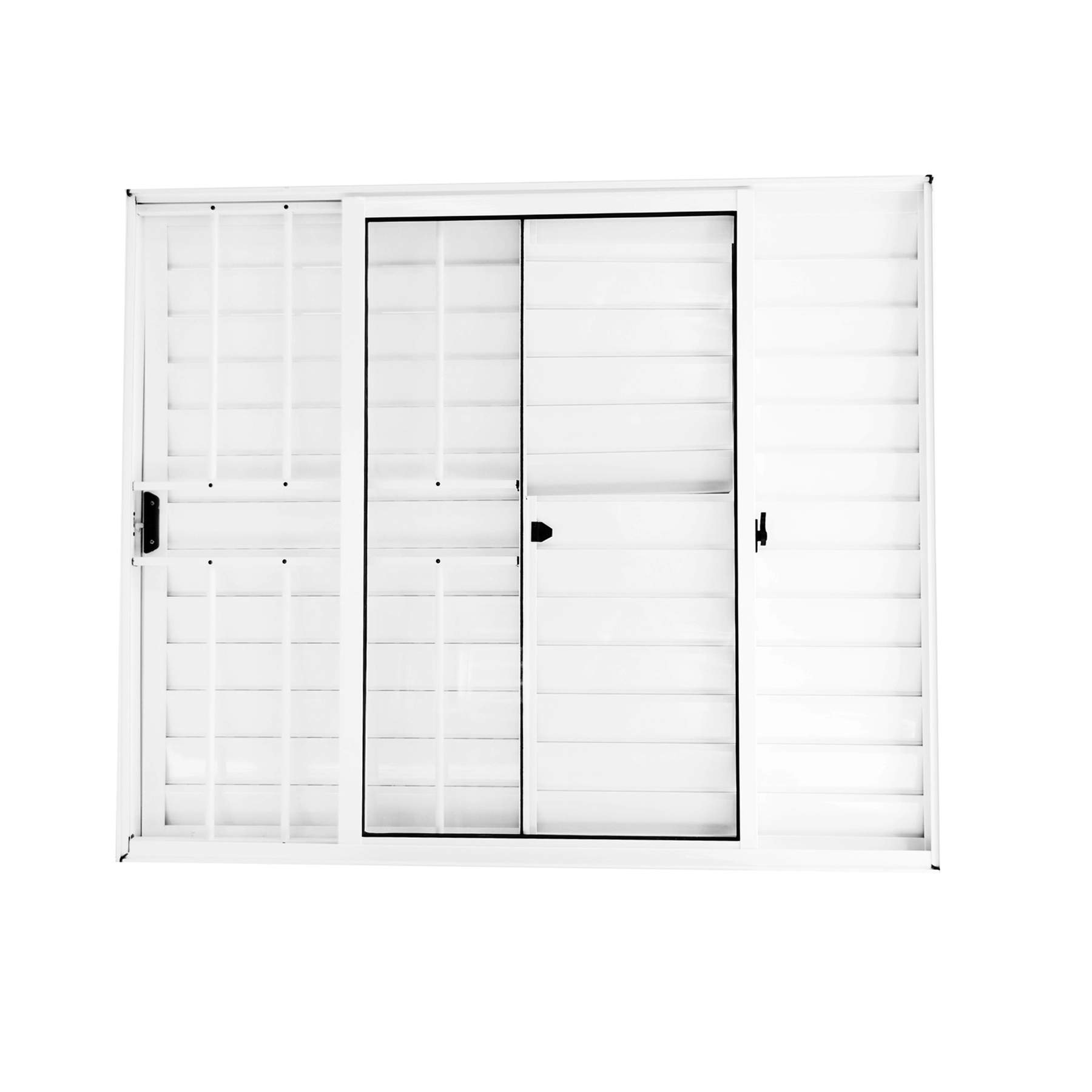 Janela de Alumínio Veneziana 3 Folhas 100x150cm com Grade Fortline Atlântica Branca