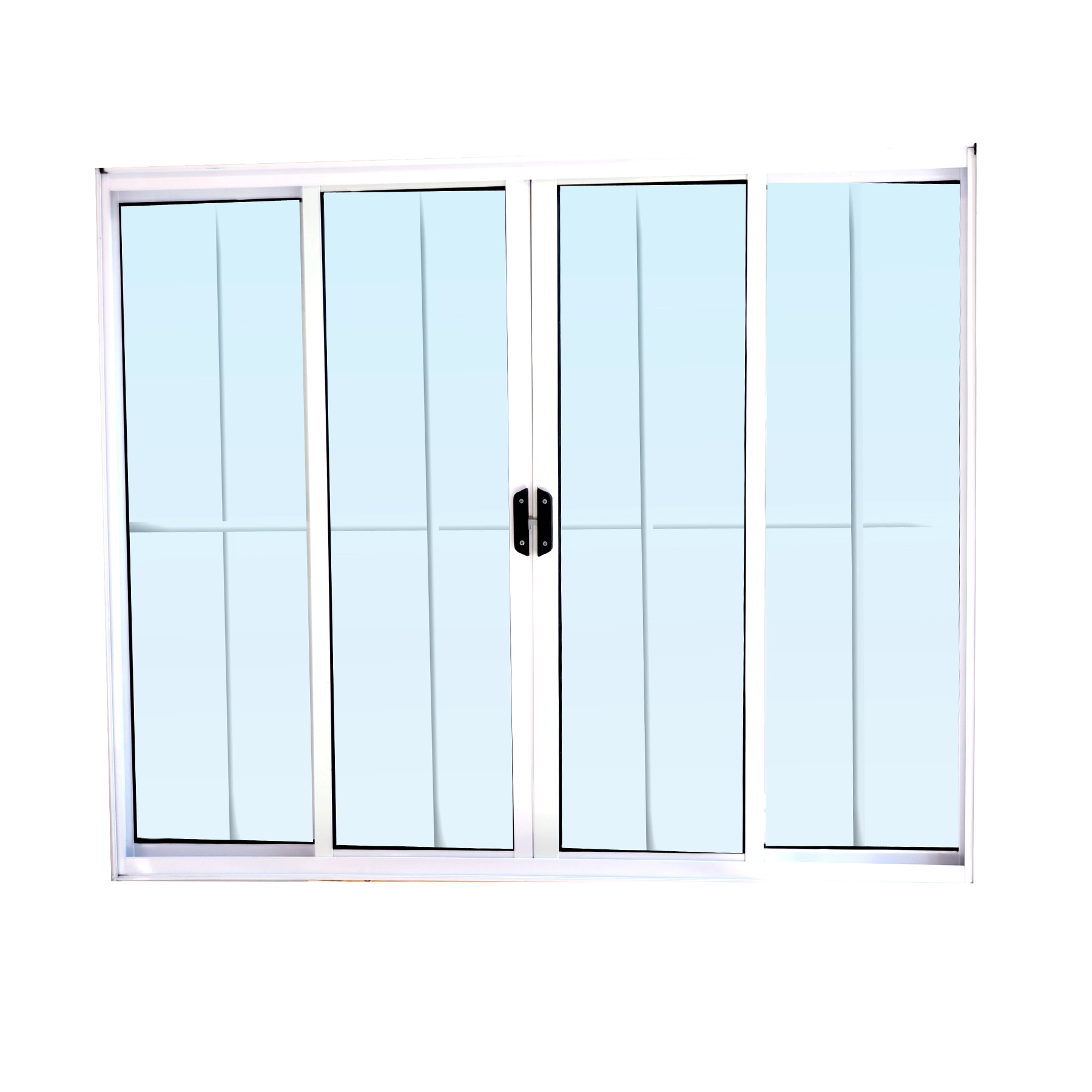Janela de Alumínio de Correr 4 Folhas 100x120cm com Grade Fortline Atlântica Branca