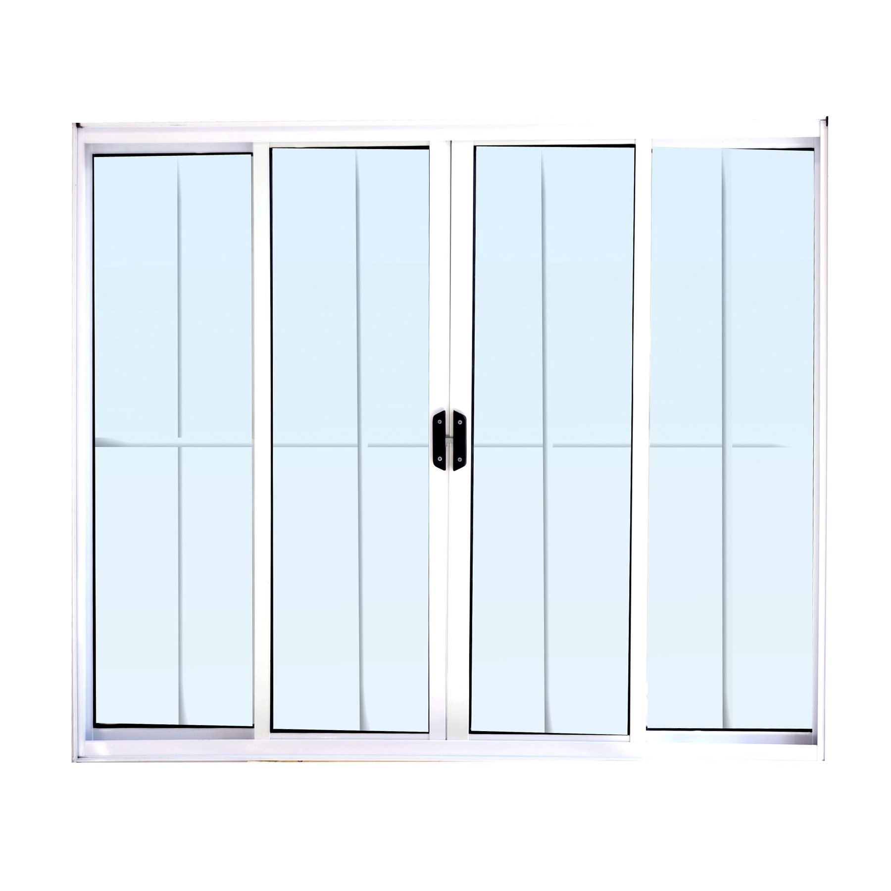 Janela de Alumínio de Correr 4 Folhas 100x200cm com Grade Fortline Atlântica Branca