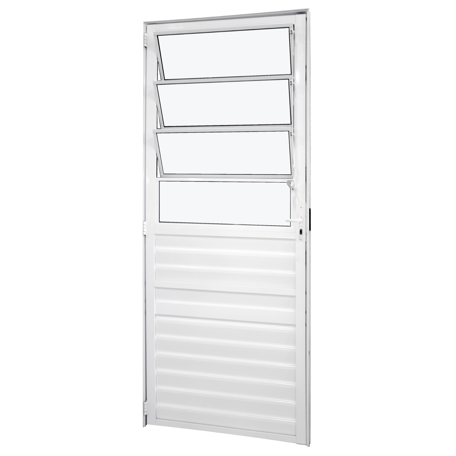 Porta Basculante de Giro Alumínio Branco 2,10x0,86m Lado Direito Linha Fortline Atlântica
