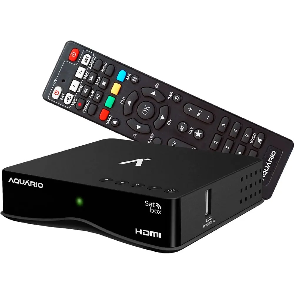 Receptor De Sinal De Tv Por Satélite Aquário Banda Ku Preto Dth-9000 - Bivolt
