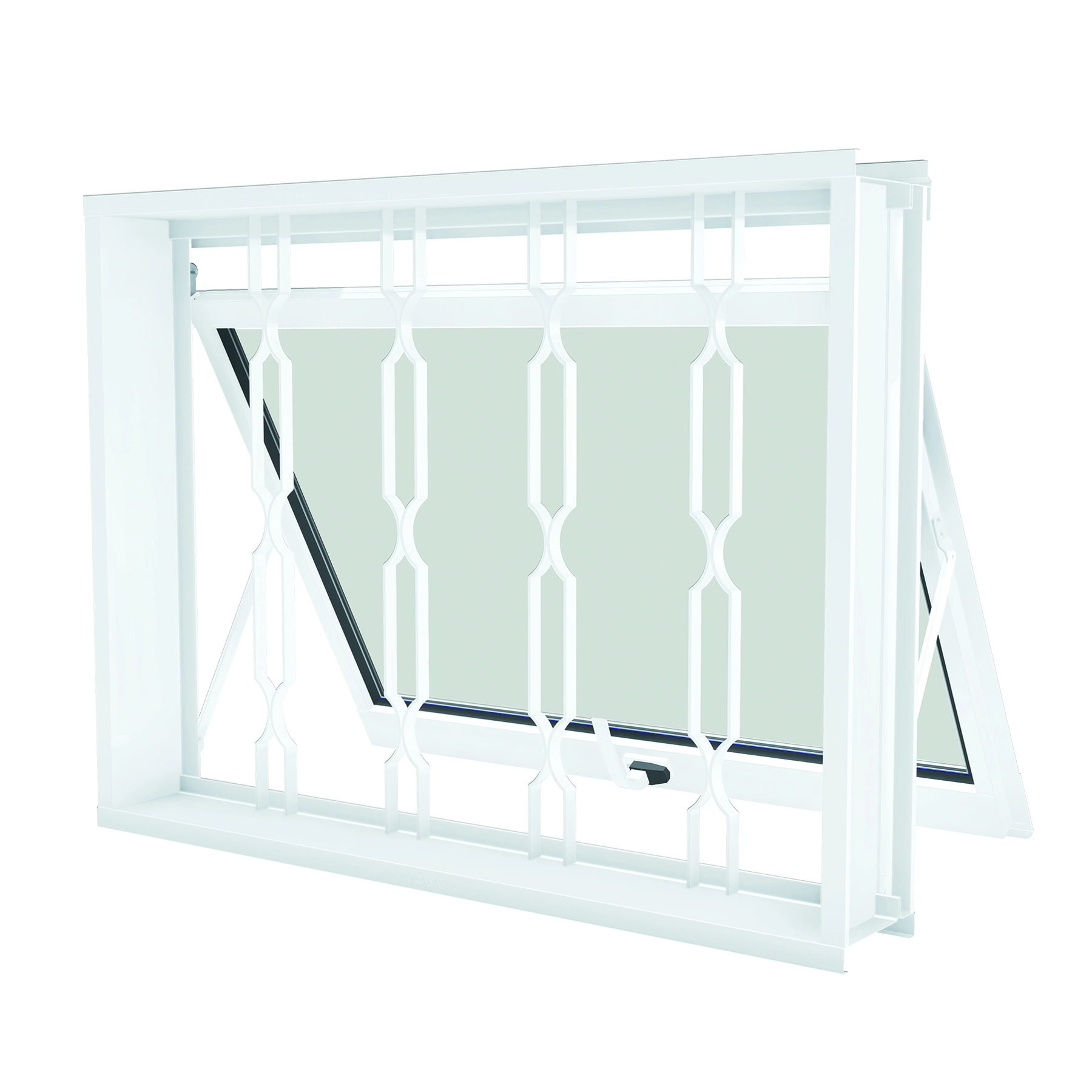 Janela de Aço Maxim-ar 60x60cm com Grade e Vidro Mini Boreal Facilitá Lucasa Ullian Branca