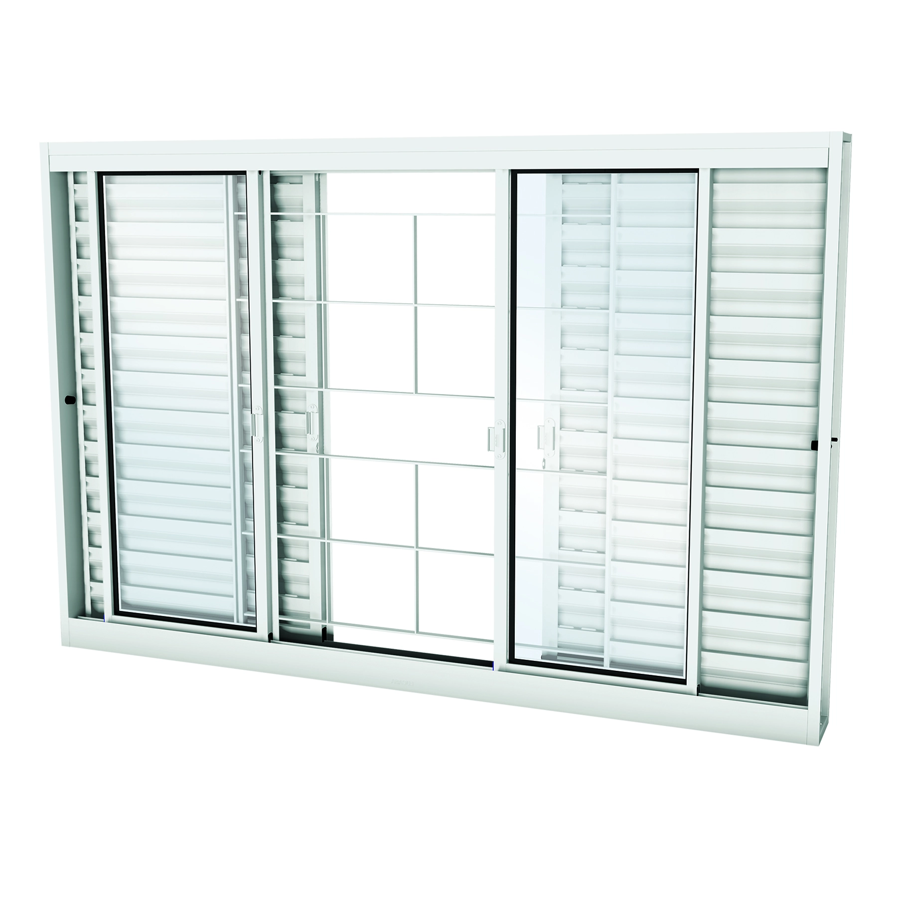 Janela de Aço Veneziana 6 Folhas 100x200cm com Grade Facilitá Lucasa Ullian Branca