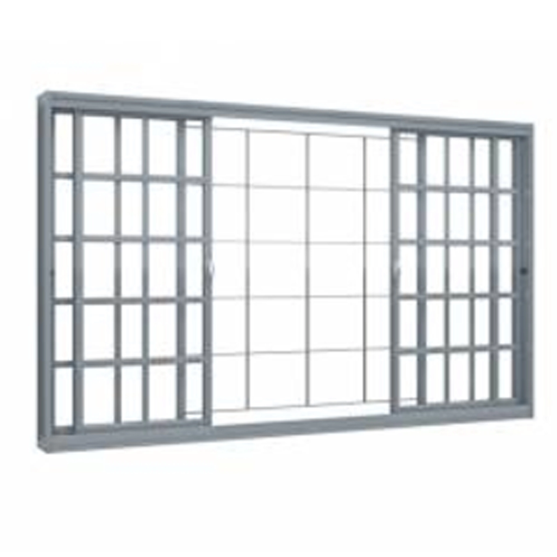 Janela de Aço de Correr 4 Folhas 100x200cm com Grade Premium Lucasa Ullian Cinza
