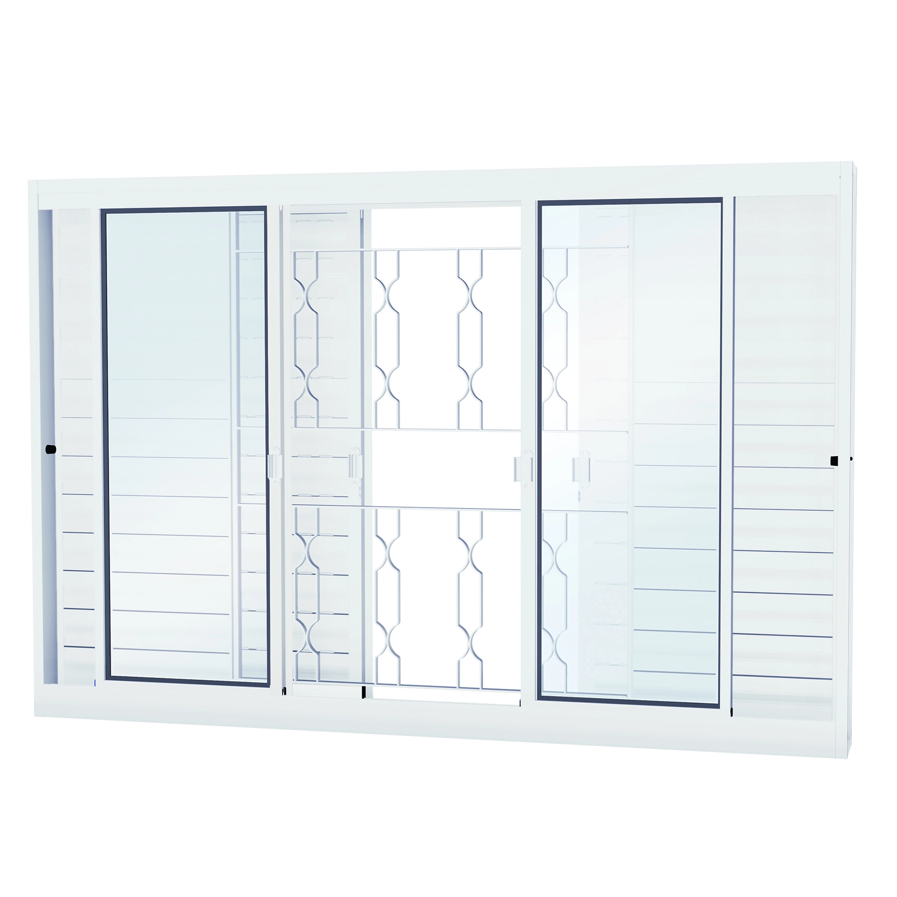 Janela de Aço Veneziana 6 Folhas 100x200cm com Grade Facilitá Lucasa Ullian Branca