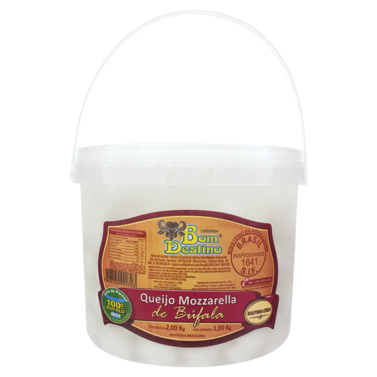 Queijo Mussarela De Búfala Bola Cereja Bom Destino 1kg