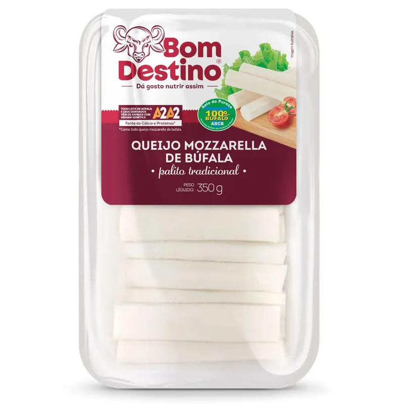 Queijo Mozzarella Bufala Palito Tradicional Bom Destino Bandeja 350g