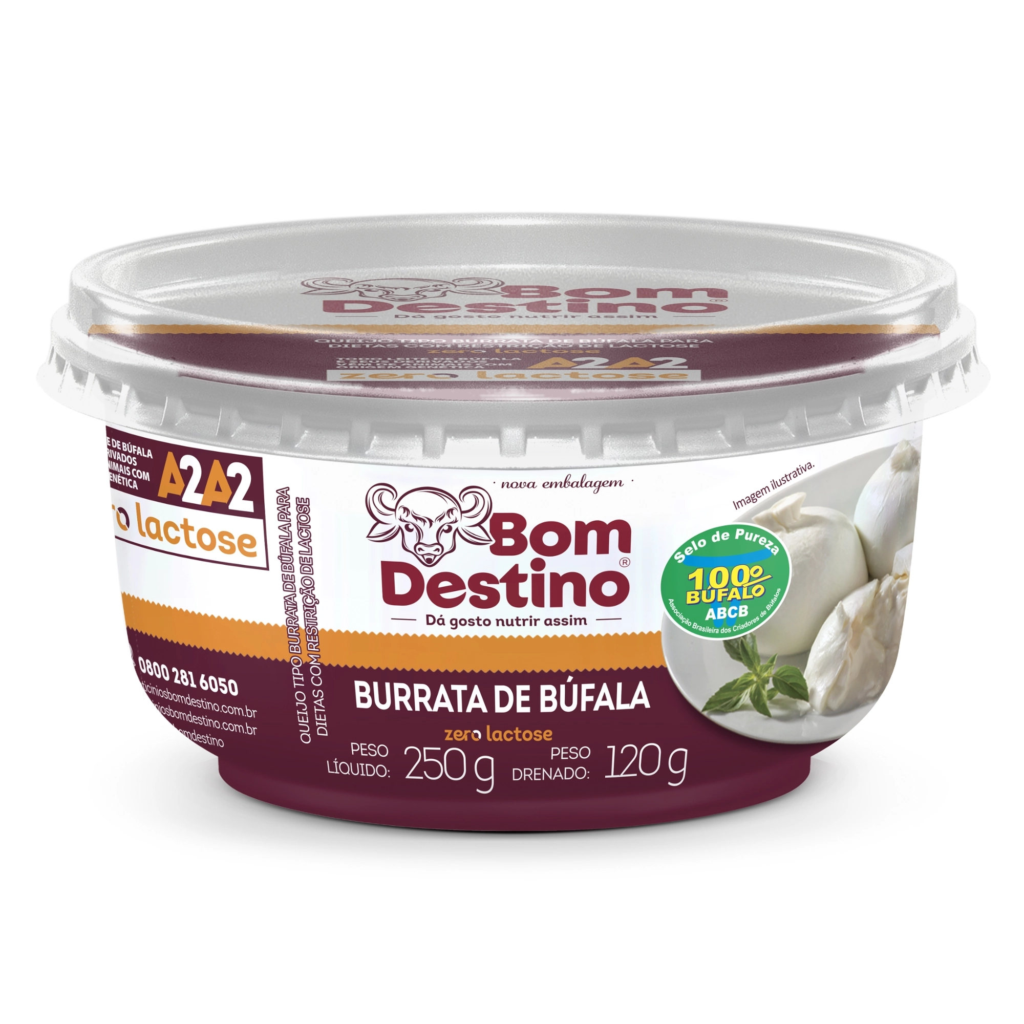 Queijo Burrata De Búfala Zero Lactose Bom Destino 120g