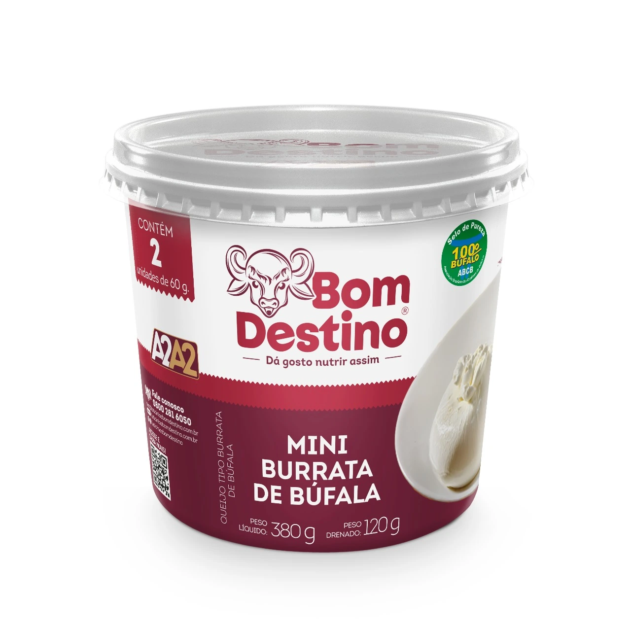 Queijo Burrata De Búfala Com Creme Imersa Bom Destino 60g