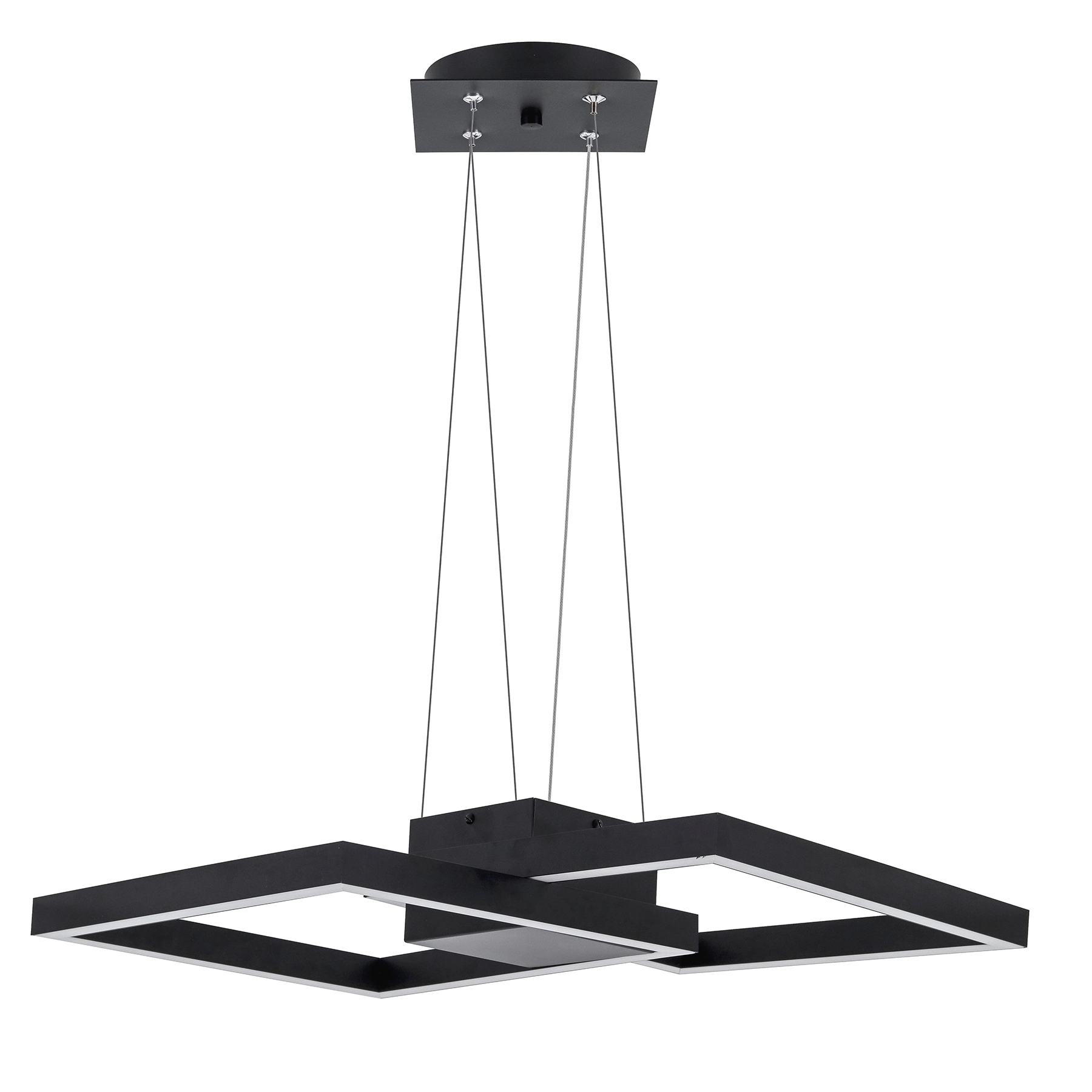 Pendente Quadrado com LED Metal Preto Pendente Spot Line