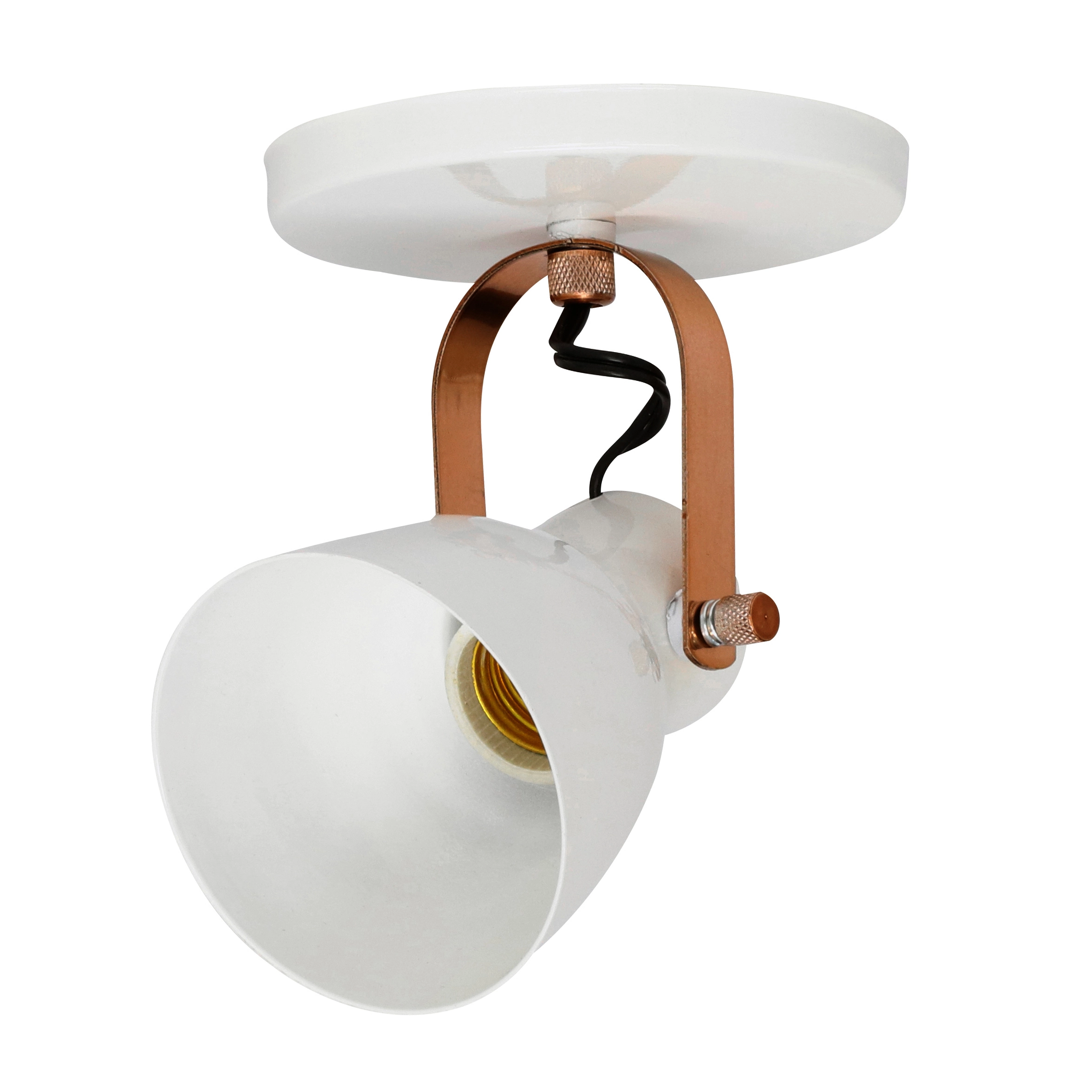 Spot de Sobrepor Redondo 1 Lâmpadas Cruche Branco e Cobre IP20 Inspire