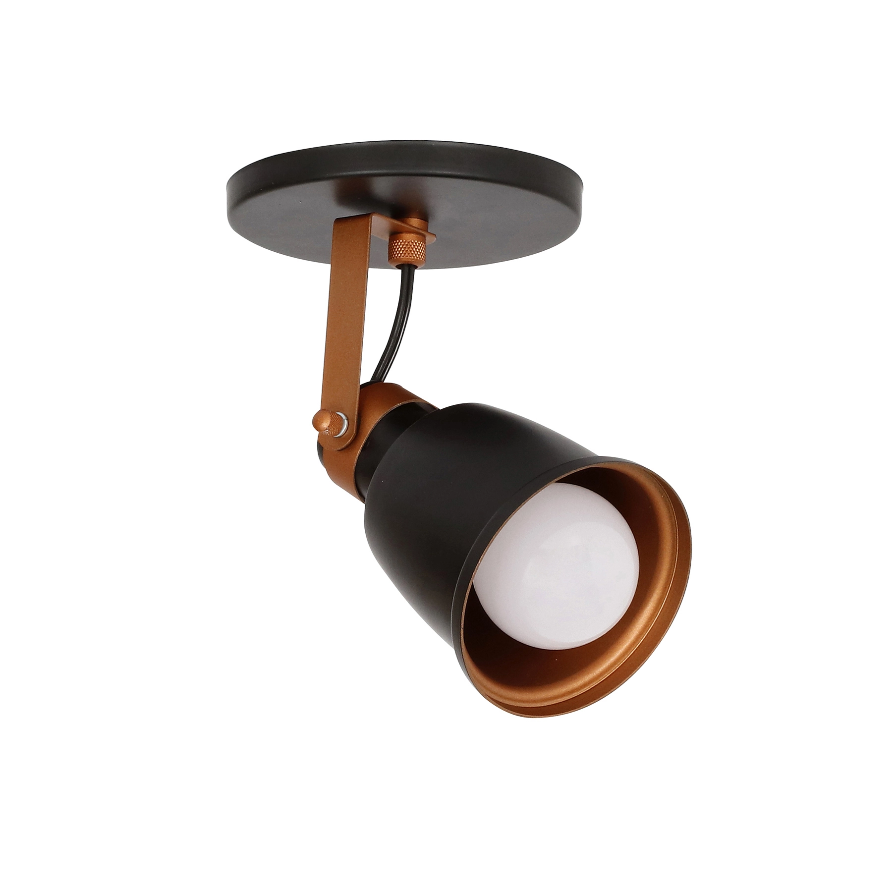 Spot de Sobrepor Redondo 1 Lâmpadas Abu Preto e Cobre IP20 Inspire